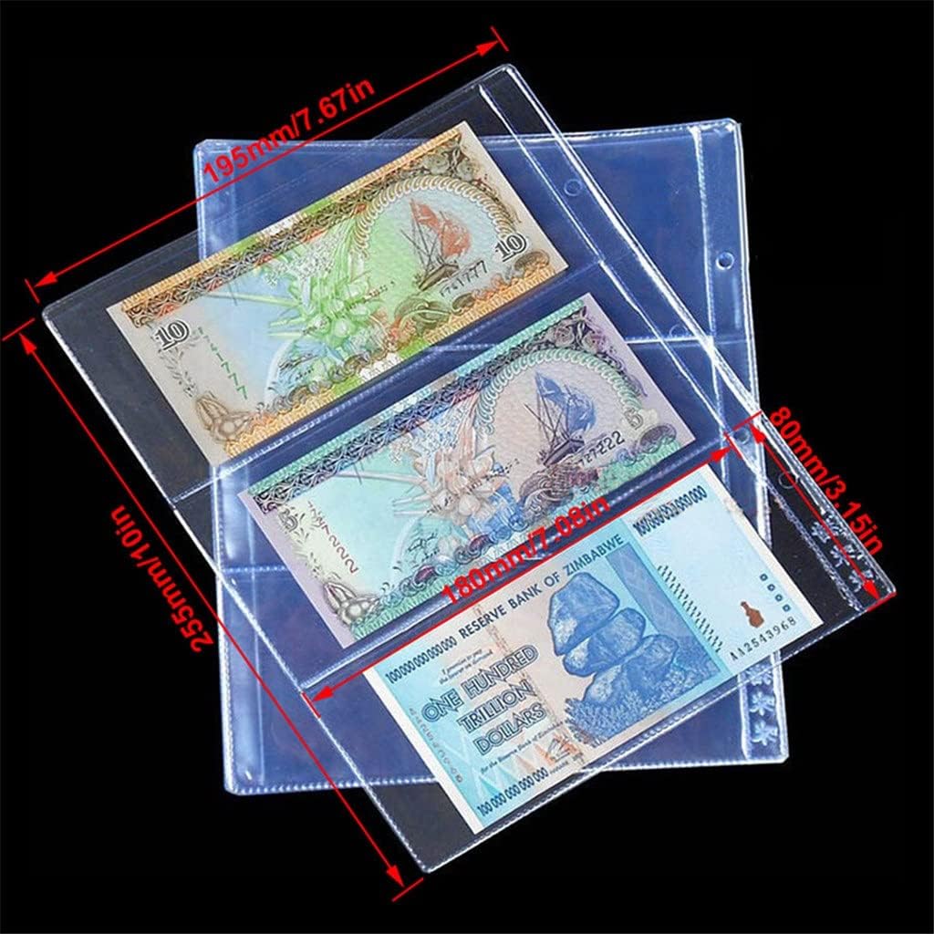 10PCS/Lot 3 Pockets Per Page Banknotes Paper Money Album Banknote Paper Money Postage Stamp Medallions Collection (Color : A Size : One Size)