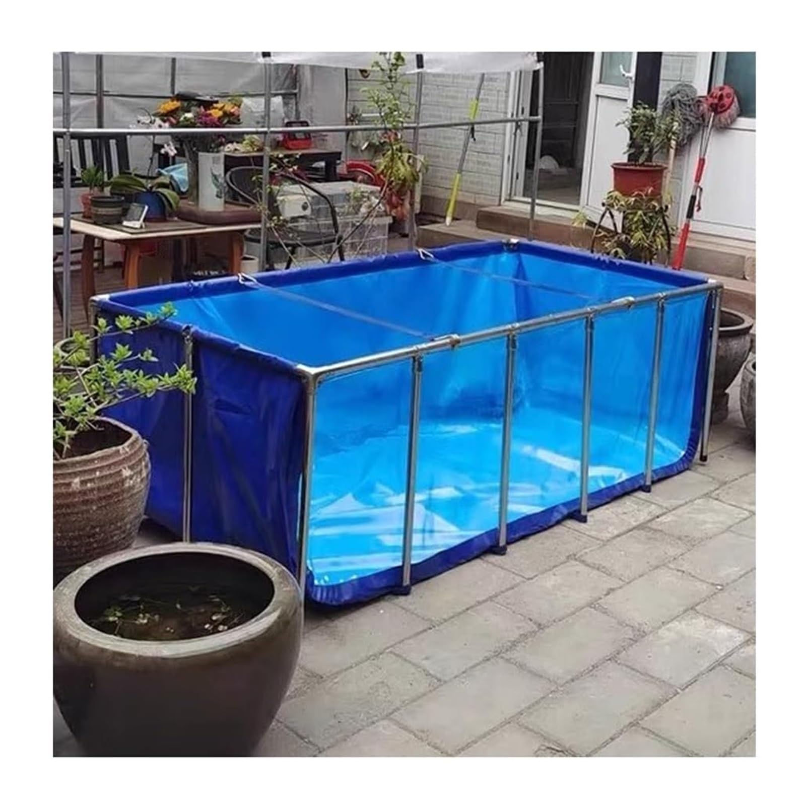 Genérico Acuario de cría de koi - Acuario Grande de Interior con Estructura de Acero y Ventana Transparente, Ideal para estanques de jardín - Lona Independiente de 50 x 40 x 30 cm