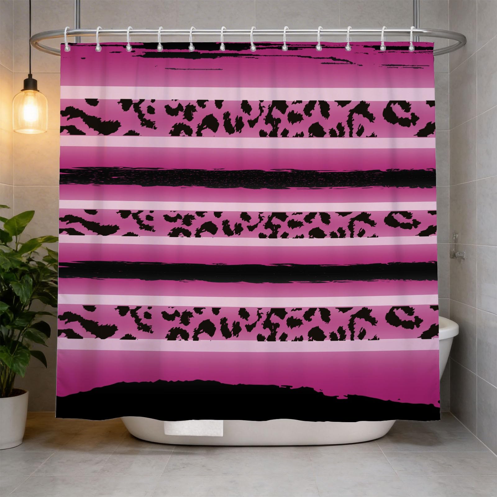 Hongduo 3D Geometric Stripe Shower Curtain for Stalls Bathtubs Geometric Creativity Bathroom Decor Shower Curtain Set Polyester Fabric Waterproof 200x200cm/79X79 Inch with Hooks