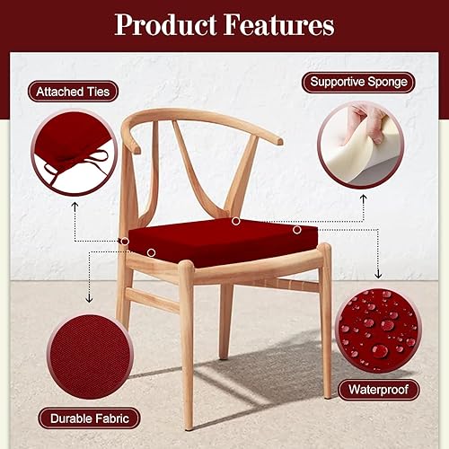 Miniatura 2 de Cozyide Cojines para sillas de exterior, cojines de asiento de patio impermeables con correas ajustables, cojines cuadrados para sillas de patio