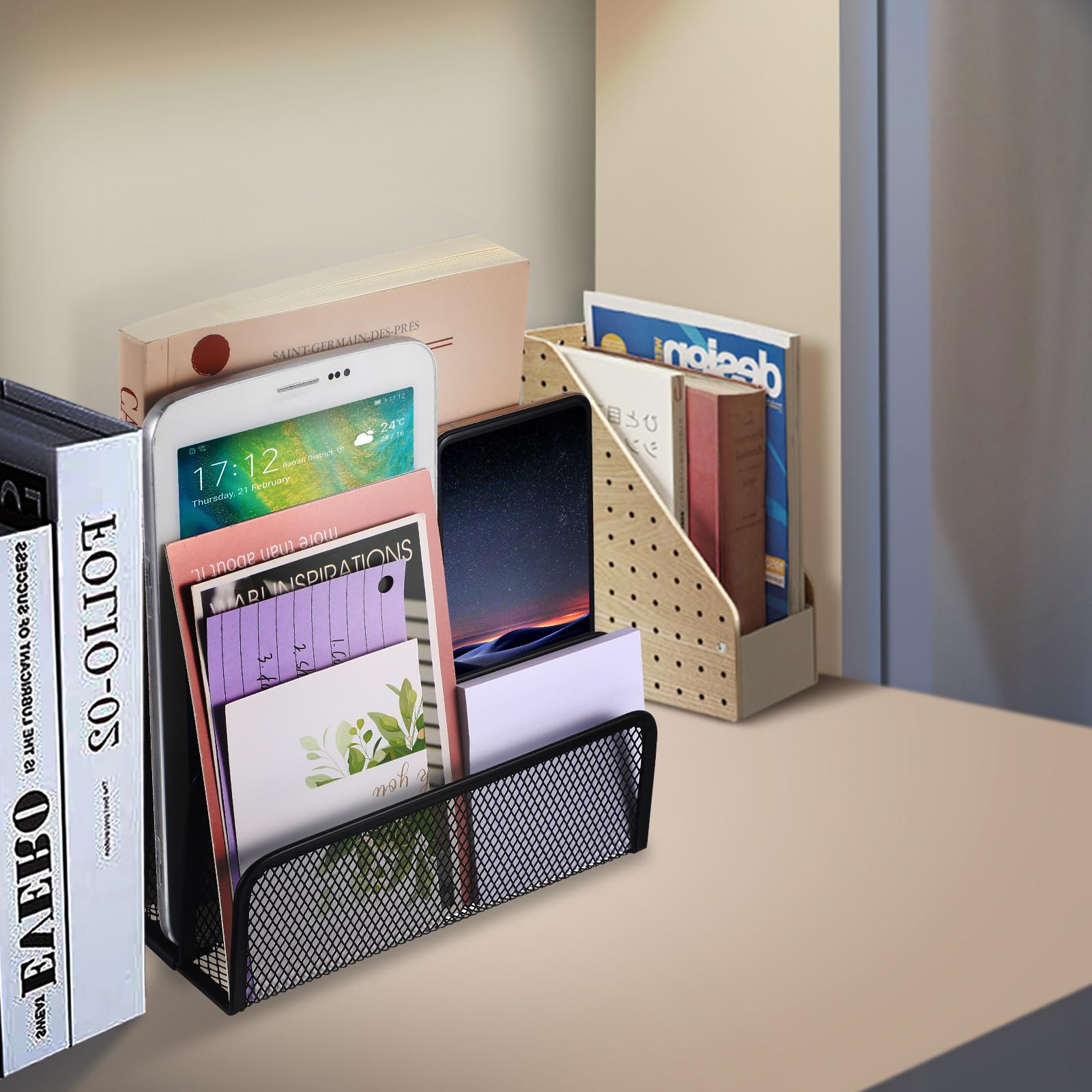 Organisateur De Fichiers Métallique À 3 Compartiments Trieur De Bureau Pour Documents A4 Porte-Dossiers Et Brochures Range Documents Compact 6.89X4.72X3.35In Rangement Bureau Pratique
