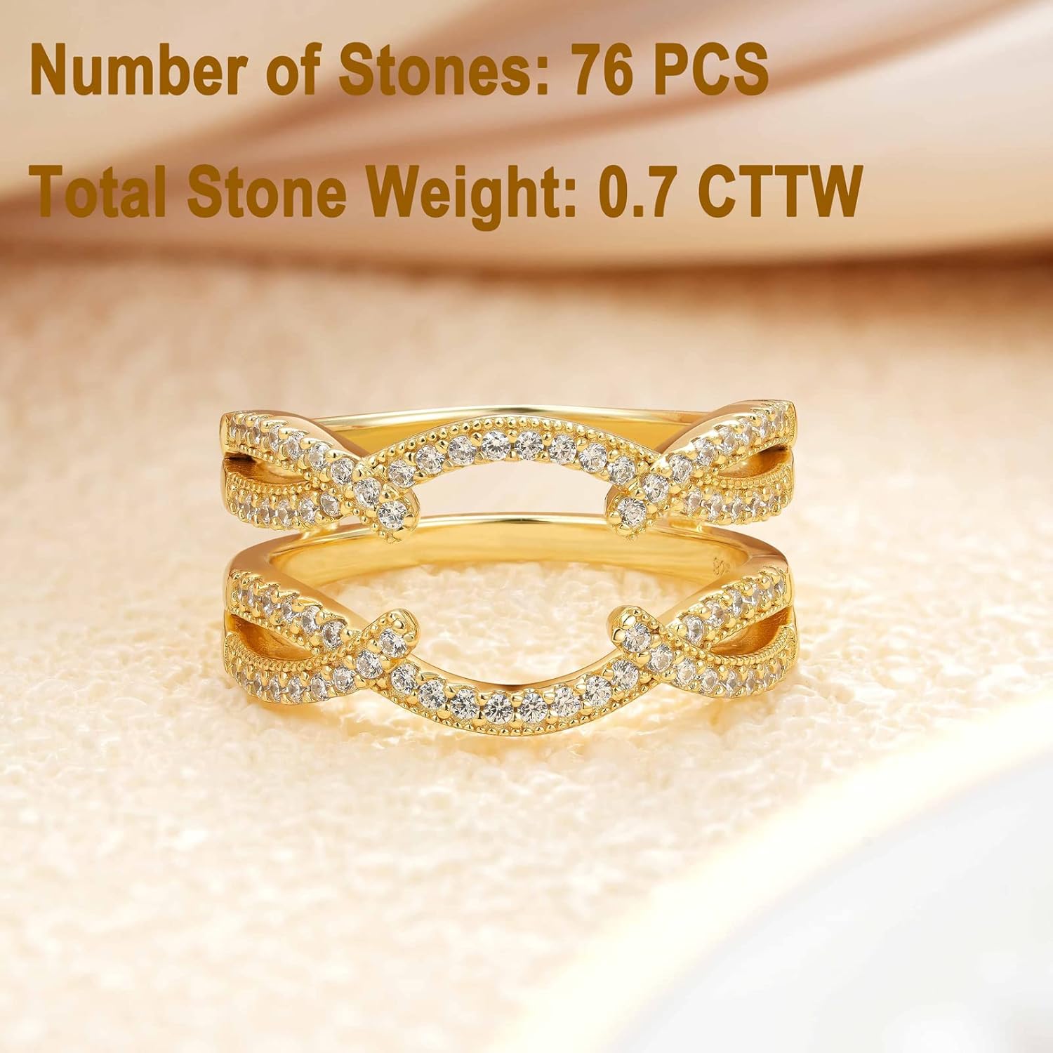 Vintage Ring Enhancer for Engagement Rings Fancy Infinity Stackable Wedding Band Ring Guard 925 Sterling Silver Round Cubic Zirconia Cz Size 5-10 - Image 2