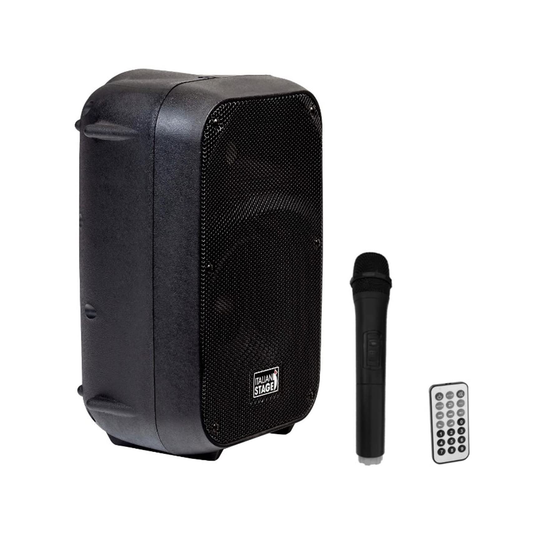 Italian Stage IS FRX08AW - Diffusore Cassa Attiva a batteria, da 60w di picco e cono da 8" con mp3 player, sd card, usb e bluetooth, Nero