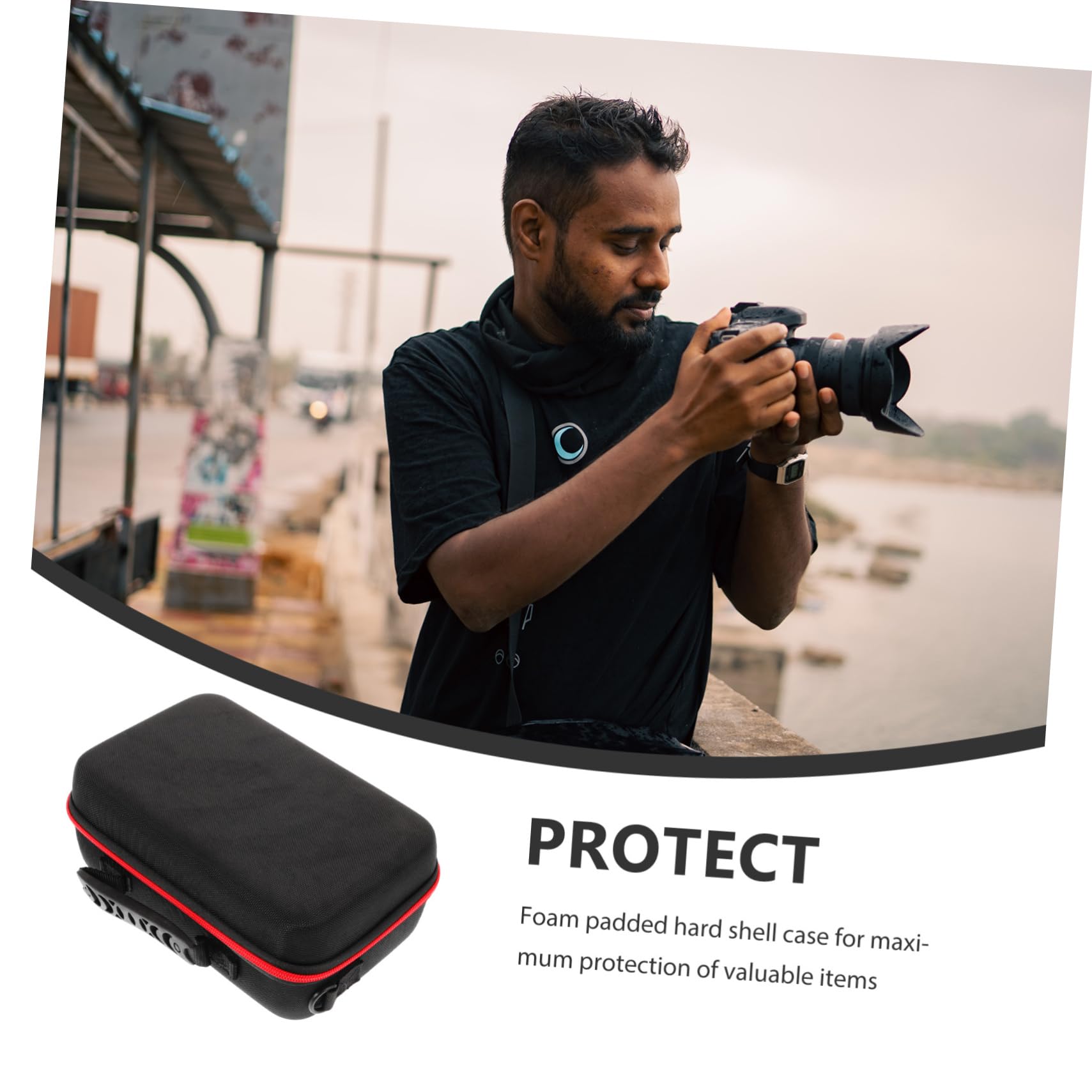 Borsa Porta Fotocamera Piccola Nera in Eva Oxford con Maniglia | Custodia Rigida, Design Portatile, Resistente Agli Spruzzi, per Organizzare Dispositivi Digitali