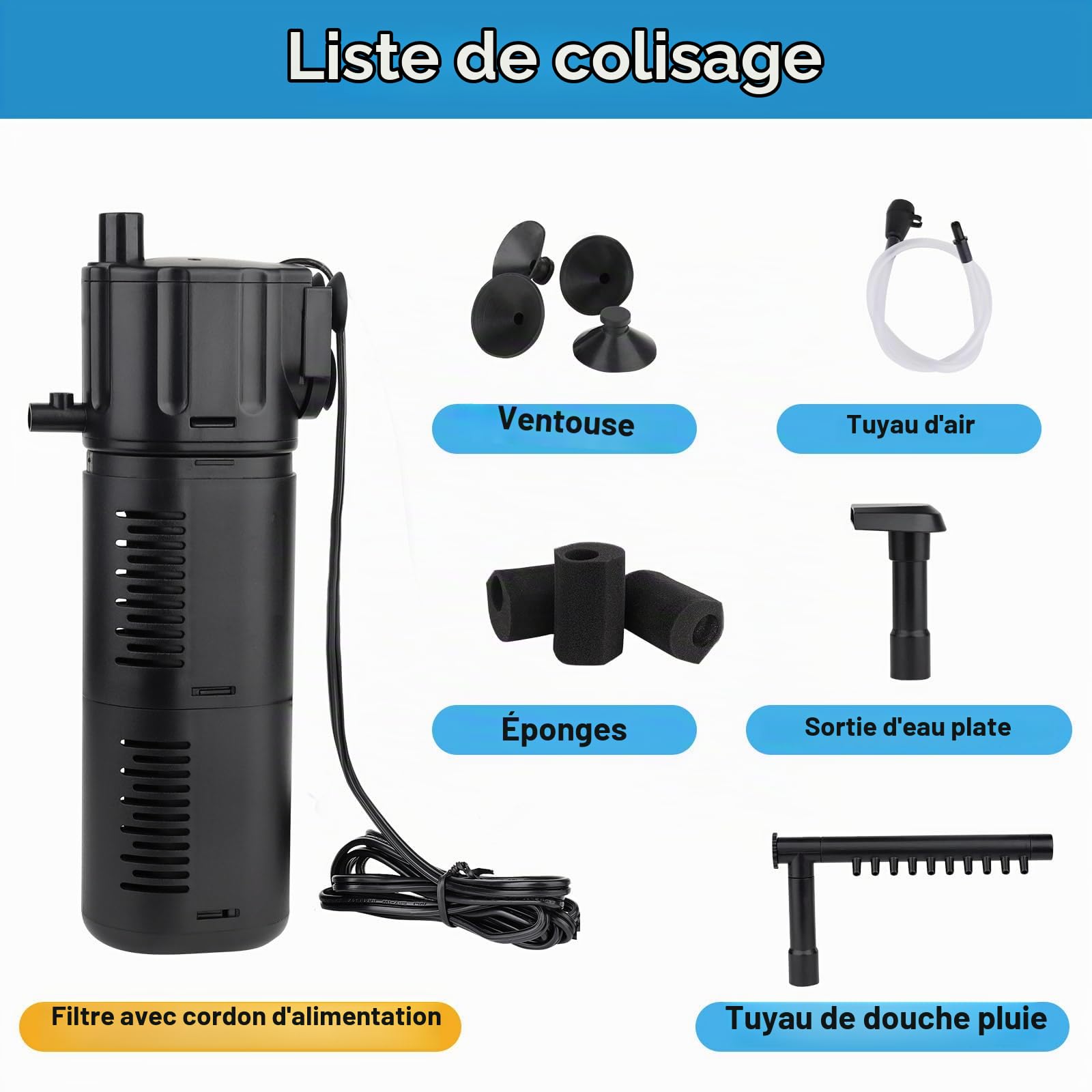 hygger 4 en 1 Filtre Intérieur Aquarium, 10W Filtres d'aquarium Réglable pour Réservoir de 55 à 110 litres pour l'aération Filtration Oxygénation Circulation
