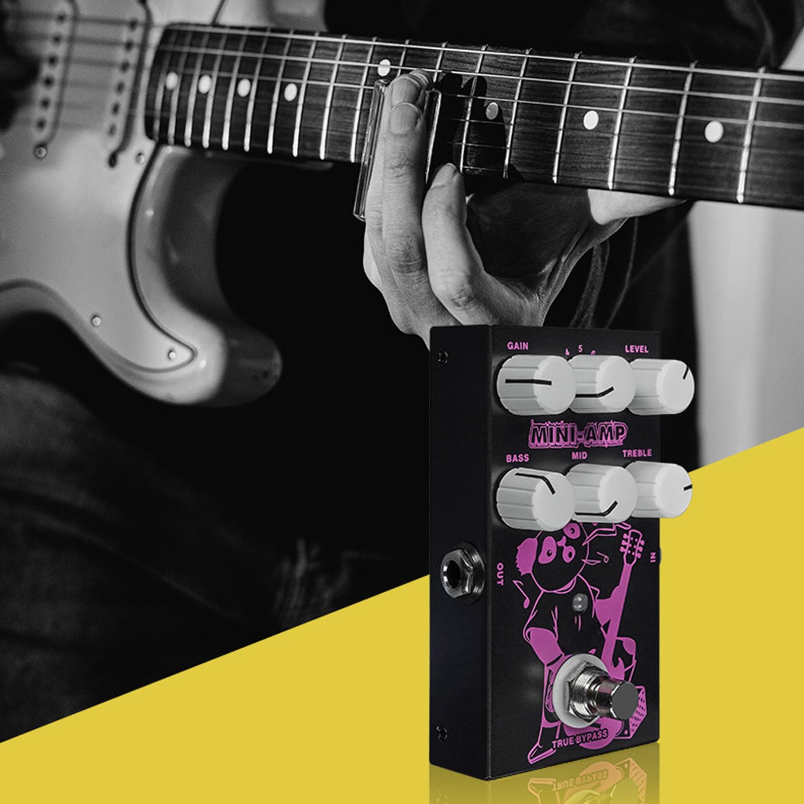 RiToEasysports Pedal de Efectos Guitarra, 9 Tonos Amplificador Clásicos y EQ 3 Bandas Pedal Guitarra Eléctrica Múltiple para Práctica de Interpretación, Músicos Principiantes y Profesionales