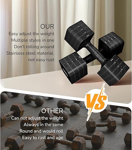 Miniatura 4 de Juego de mancuernas ajustables de 16 libras y 20 libras, juego de mancuernas para mujeres y hombres, pesas de mano, par de mancuernas