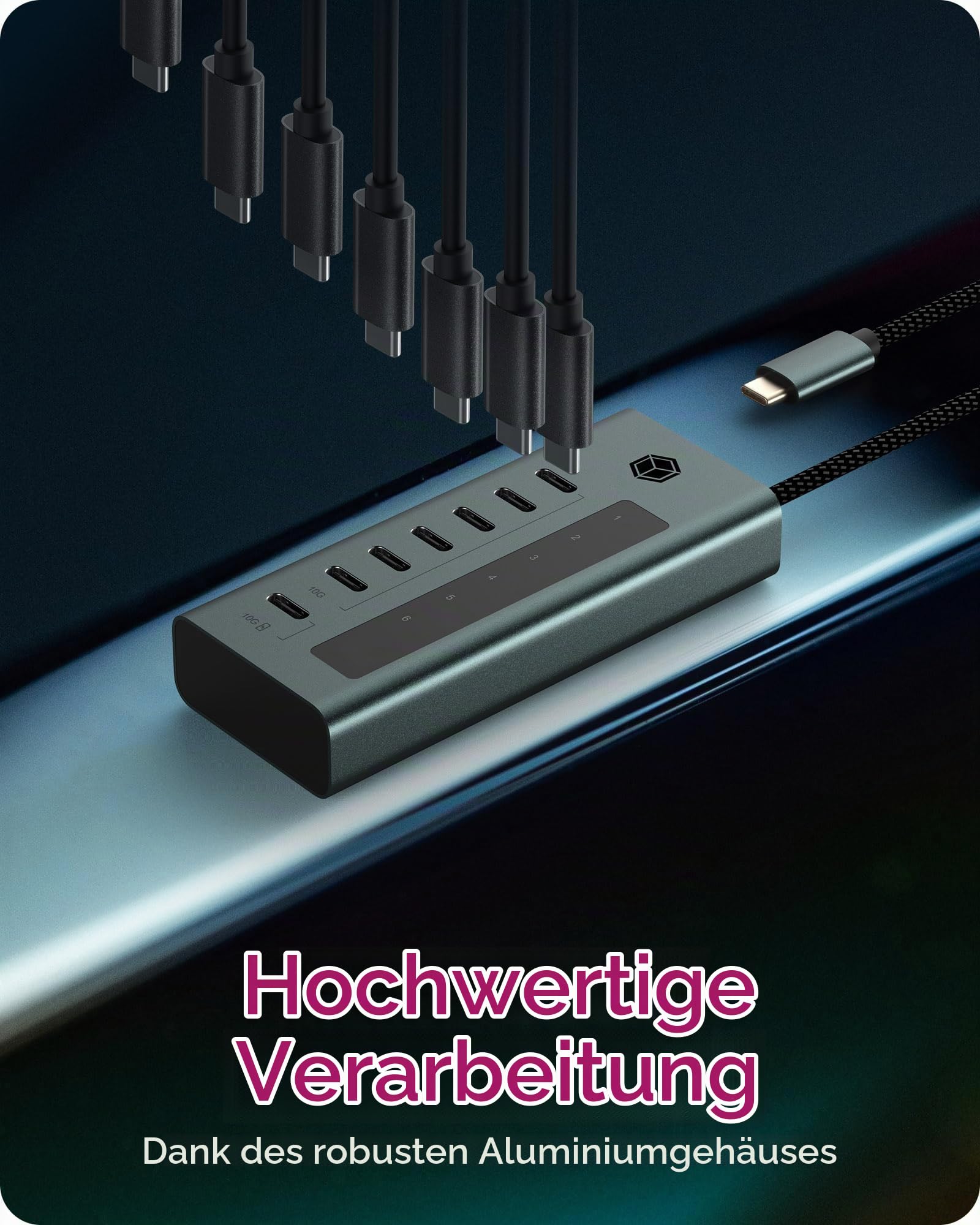 ICY BOX 7-Port USB Type-C Hub 3.2 Gen 2 blaugrau IB-HUB1457-C31