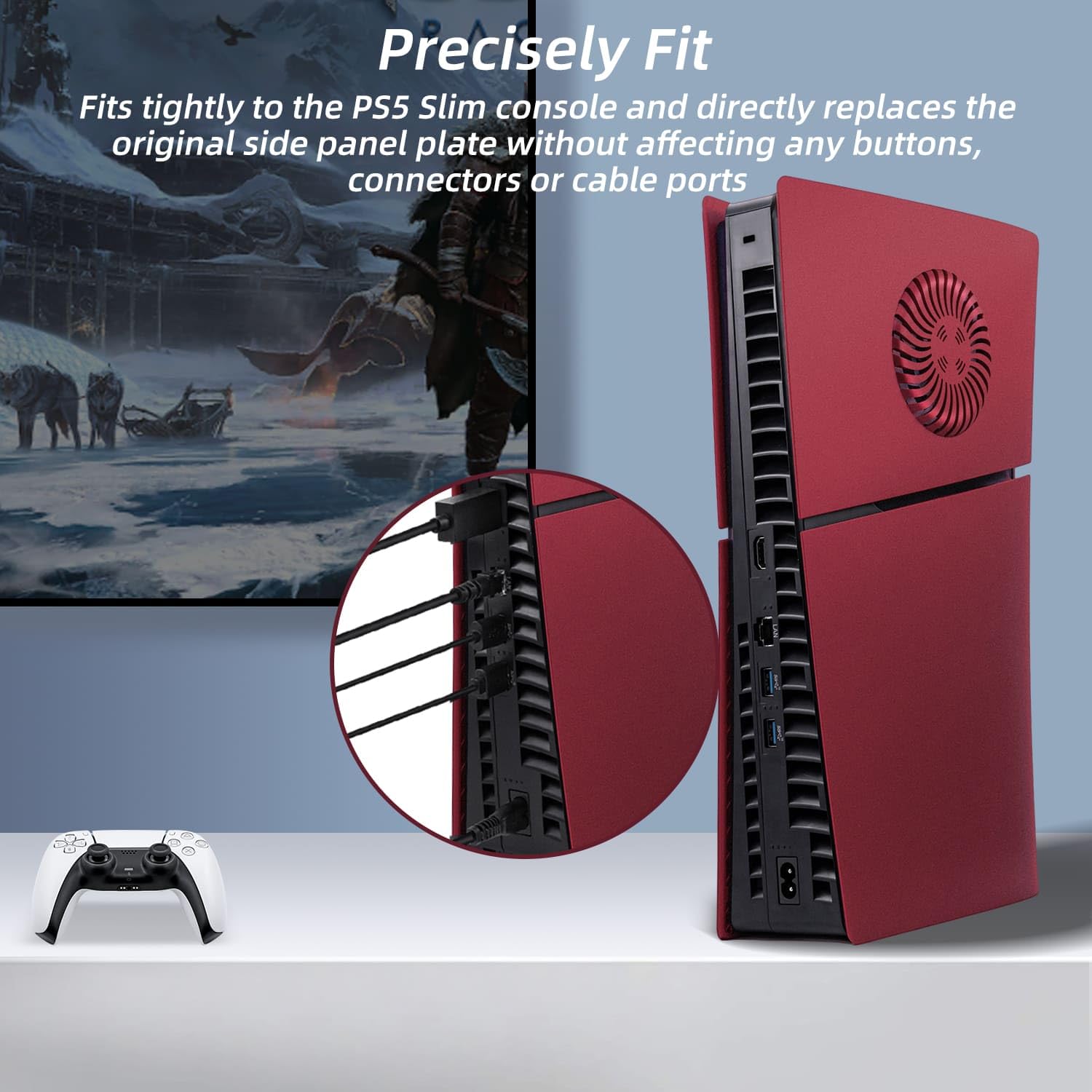 Mcbazel PS5 Slim Faceplate Piastra di Ricambio Placche per Pannello Laterale Rigido Copertura Protettiva di Accessori con Ventilazione per PlayStation 5 Slim Digital Edition(Not for PS5/PS5 Pro)