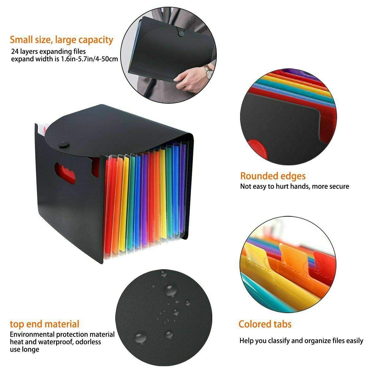 TECHTEST24 Pocket Expanding File Folder with Cover Large Plastic