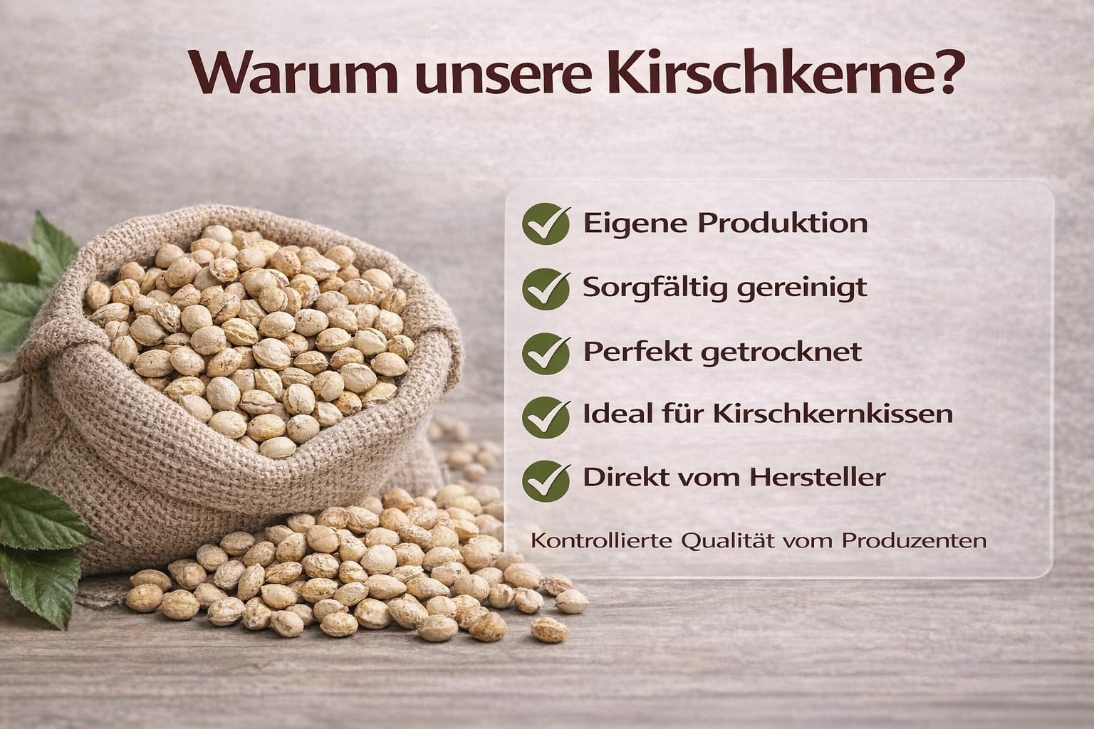 Lose Kirschkerne 10 kg Gereinigt und Getrocknet Premium Füllung für Wärmekissen und Kältekissen Naturprodukt ohne Chemie Direkt vom Hersteller mit 25 Jahren Erfahrung