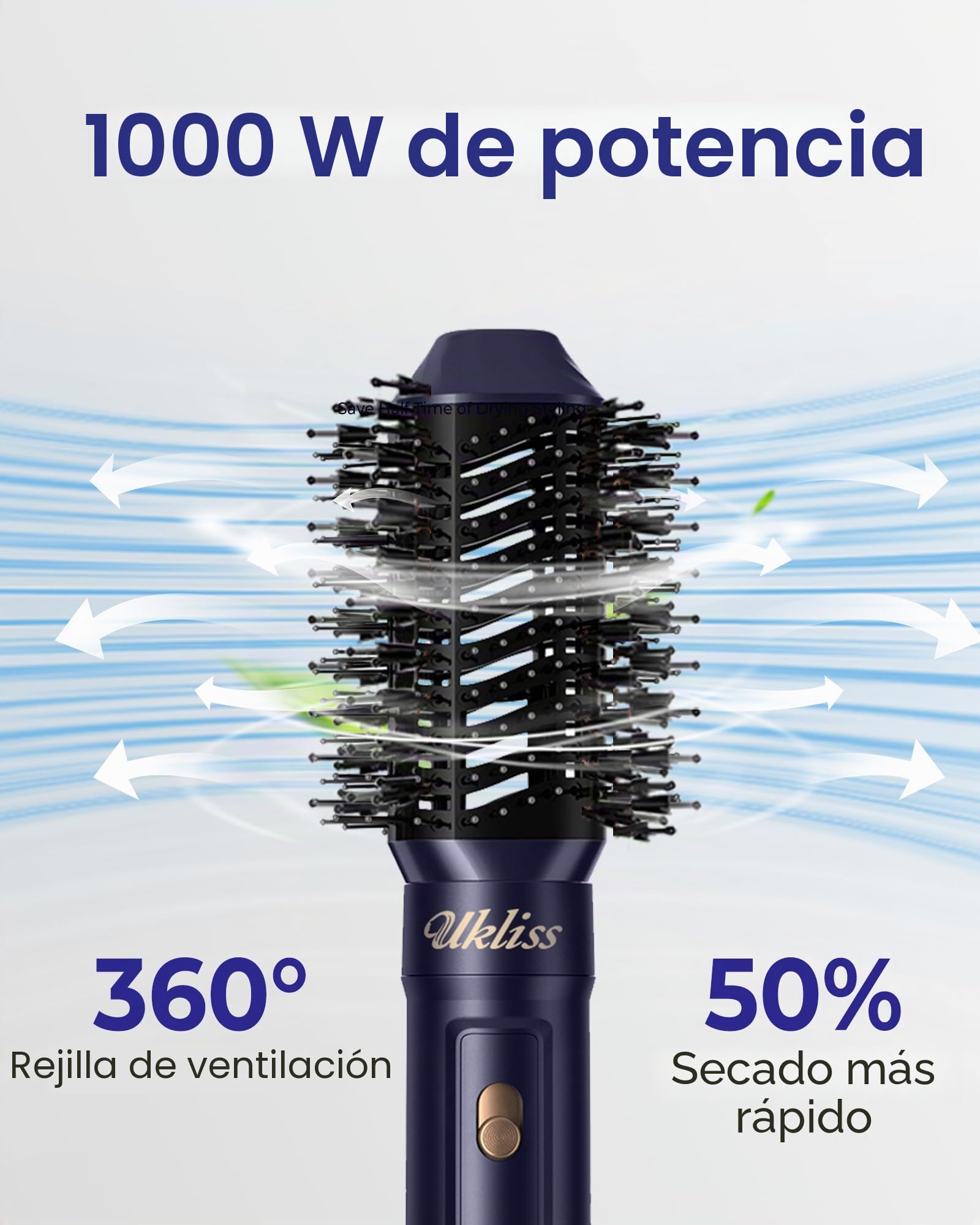 Secador Pelo 6 in 1, UKLISS Airstyler & Moldeador de Pelo con Hair Dryer, Rizador Pelo Automatico, Cepillo Secador de Pelo, Thermal Brush, Cepillo Alisador Pelo, Regalos para Mujeres Styling- Azul
