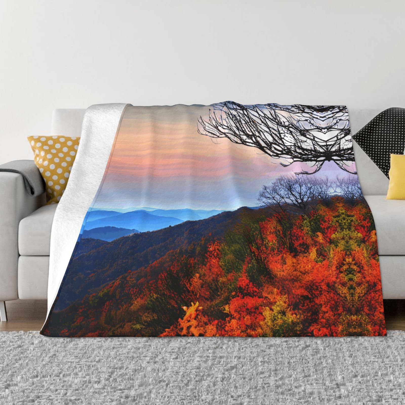 Couverture flanelle lit canapé pliable Blue Ridge Montagnes douce