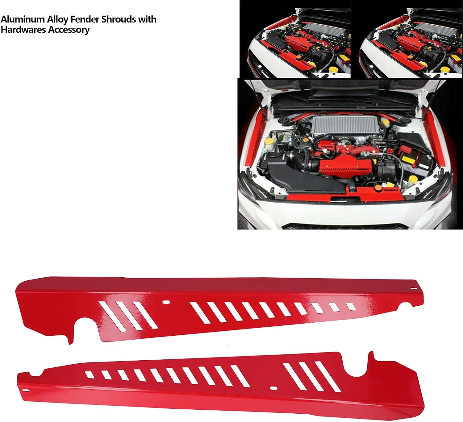 Aluminum Alloy Fender Shrouds Automotive Fender Covers with Hardwares Accessory Car Exterior Styling Accessories Fit for WRX and STI 2015-2020(red)