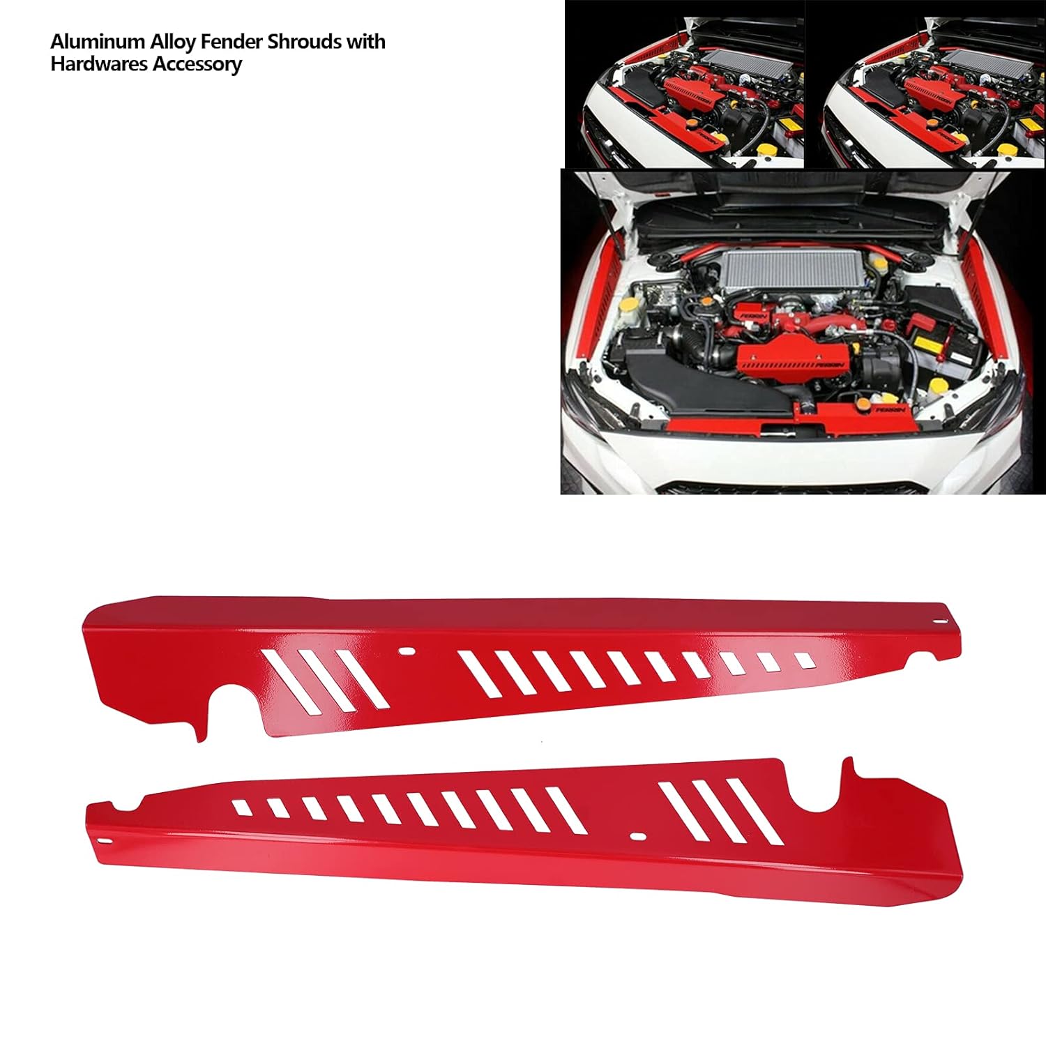 Engine Radiator Cover, Aluminum Alloy Shrouds with Hardwares Accessory Fit for and STI 2015-2020 Red