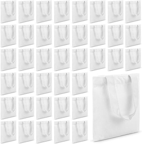Amylove 24 mini bolsas de lona en blanco, reutilizables, bolsas de comestibles, bolsas de bricolaje para fiestas y eventos (blanco, 8.5 x 8 pulgadas)