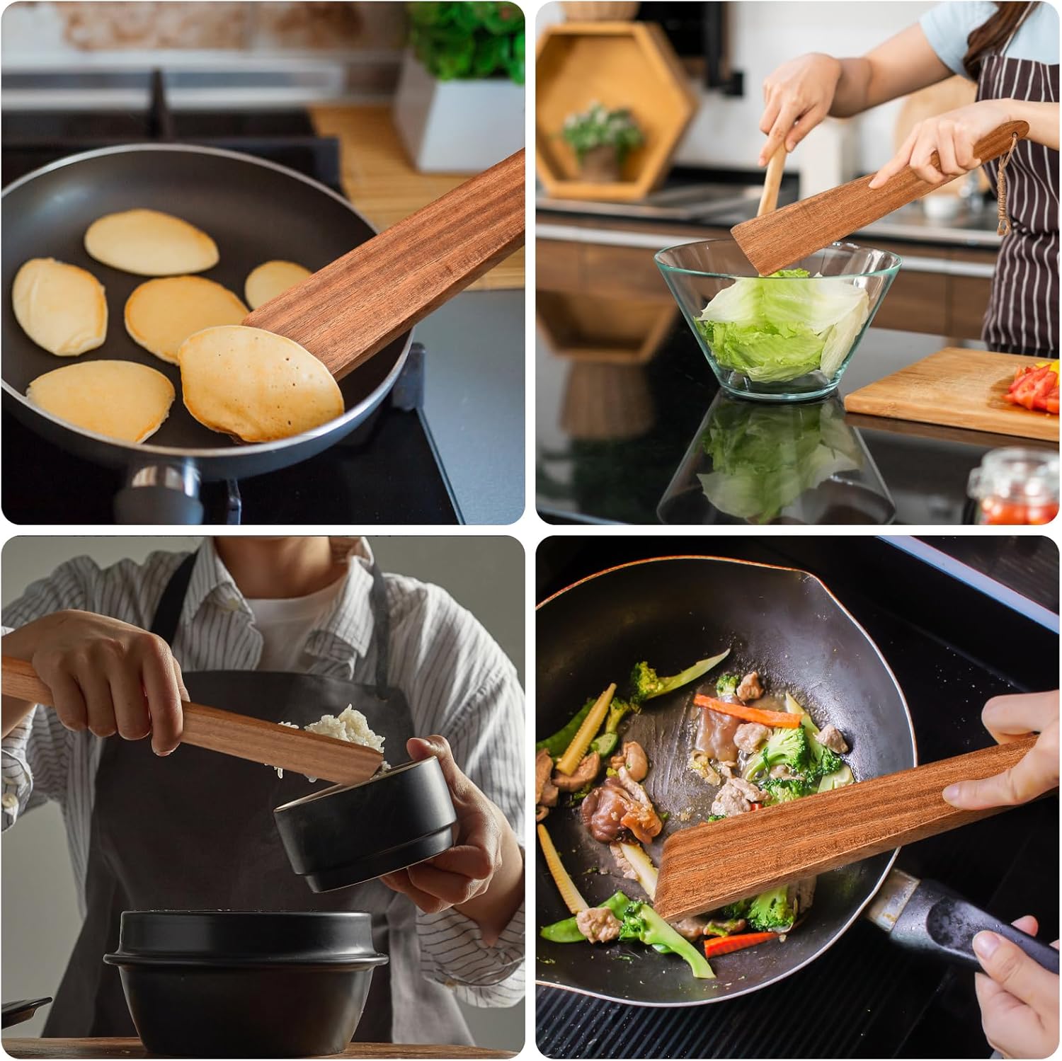 9.8″ Acacia Wooden Mini Spatula, Small Kitchen/Outdoor Spatula Turner, Egg Scraper, Flat Wooden Turner, Wood Cooking Utensil, Wood Flipper, Spatulas for Flipping, Serving, Scraping & Turning. - Image 3