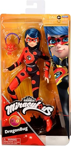 Miniatura 2 de Miraculous Playmates Toys - Muñeca de moda de 105 pulgadas con diadema larga Kwami y dragón de Dragonbug