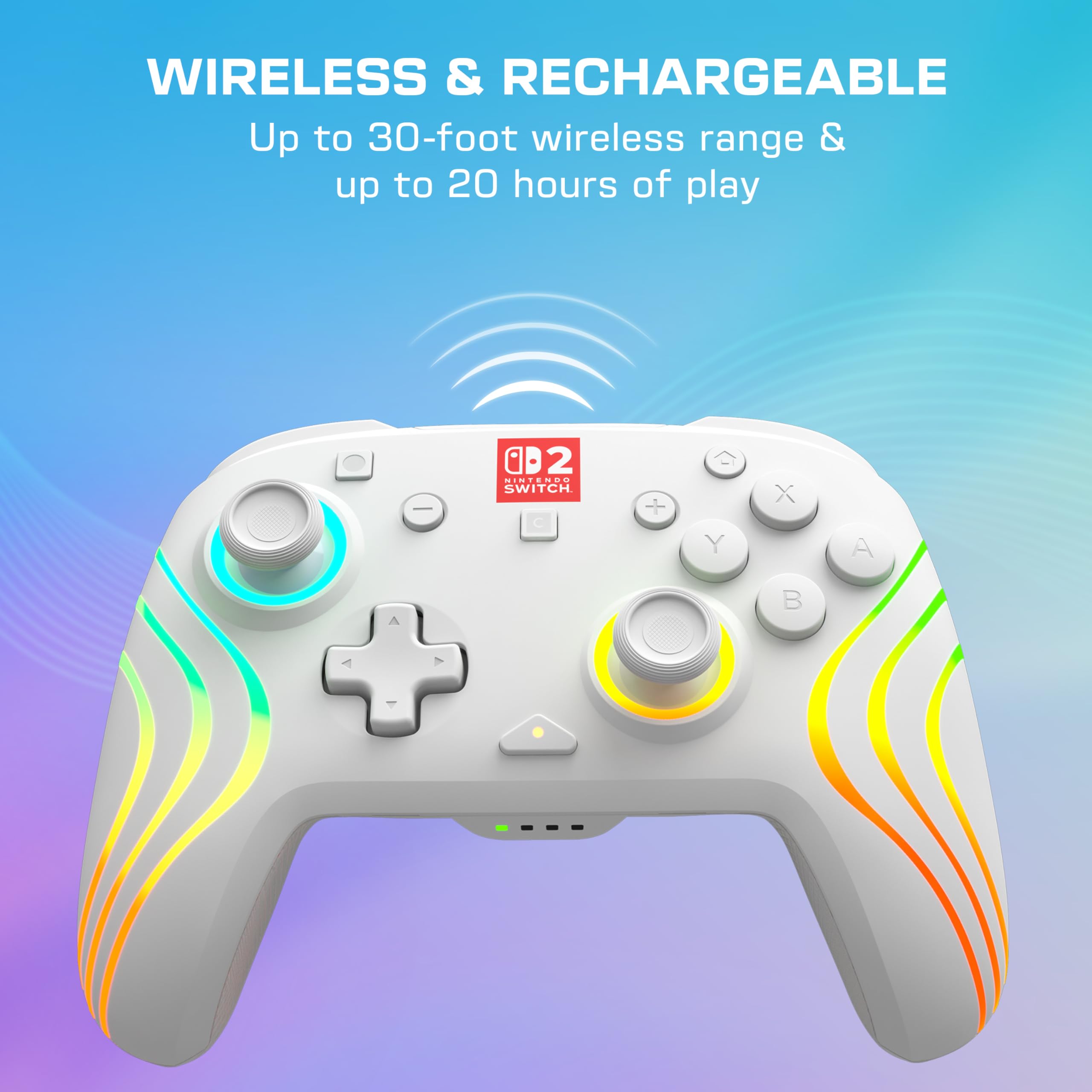 Turtle Beach Afterglow Bianco Controller da gaming RGB wireless con licenza ufficiale per Nintendo Switch 2
