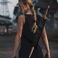 Vista 7 de Jecery Bolsa de espada de 2 piezas, bolsa de Katana negra, funda de transporte de espada ninja, correa trasera, cintura para samurái, cosplay