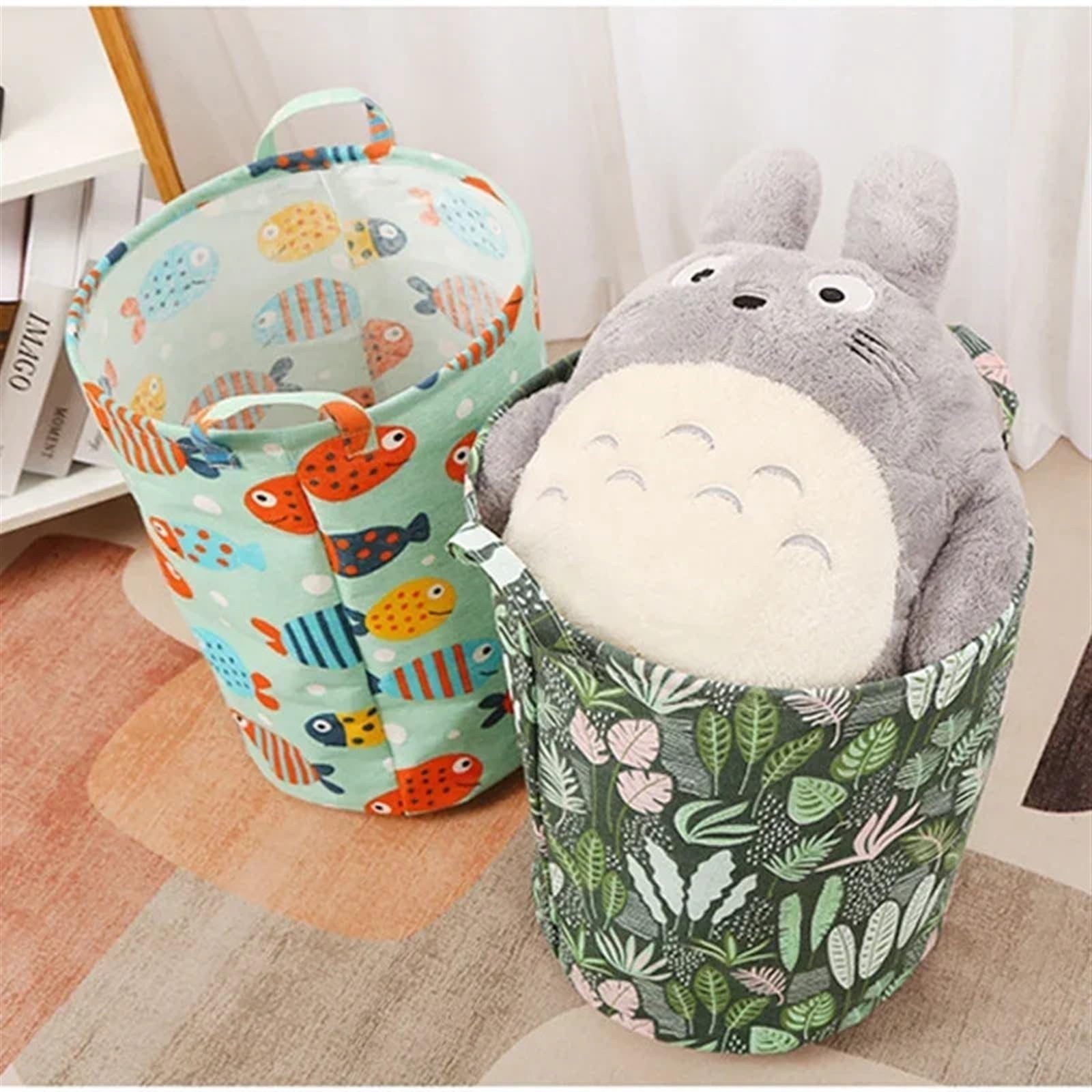 Panier à linge Portable pliable, sac de rangement de linge à domicile, panier en coton et lin for jouets, panier à vêtements sales, grand Corbeille a Linge pour chambre à coucher, salle de(Style 3)