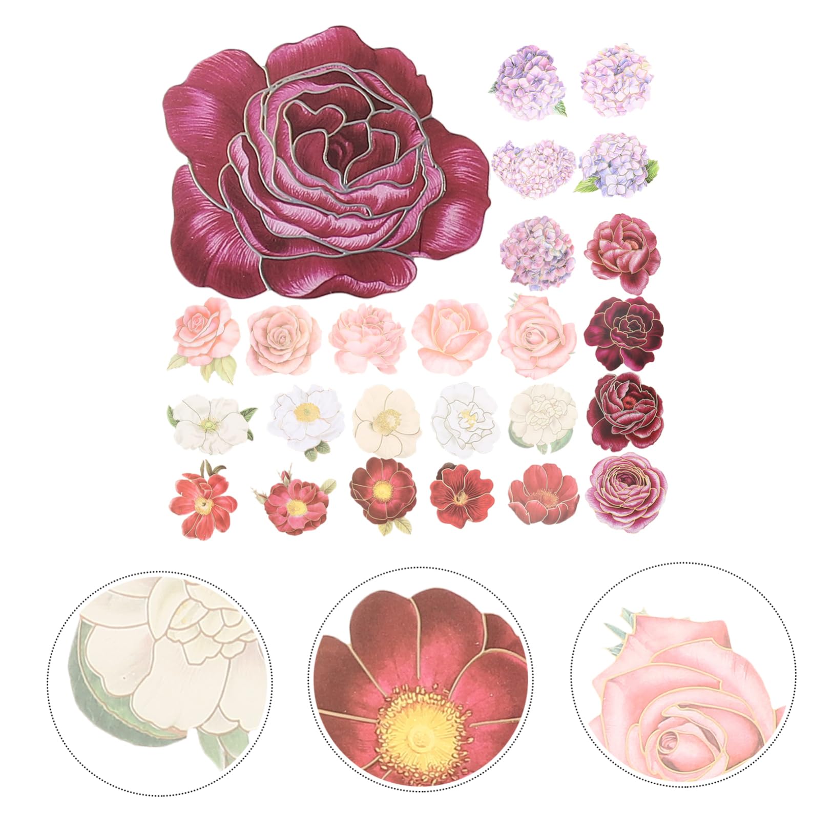 Gadpiparty 3 Set Sticker Decorativi Floreali Per Notebook E Scrapbook Da Adesivi Per Bottiglie E Decorazioni Facili Da Applicare E Resistente All Usura Per Laptop E Altro 50 Pezzi*3