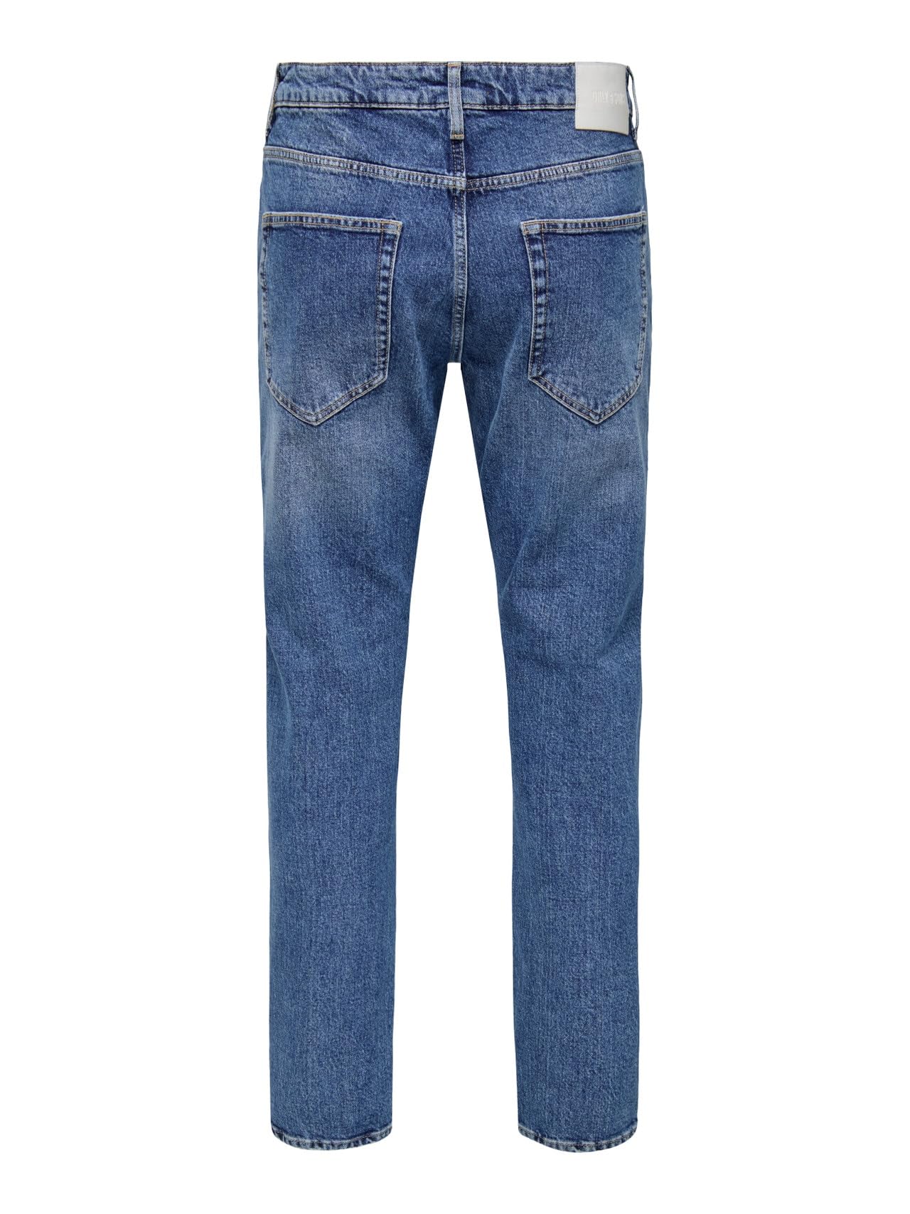 Only & Sons Vaqueros Denim Hombres Regular Fit Estilo 5 Bolsillos Pantalón Acortado con Botonadura ONSYOKE