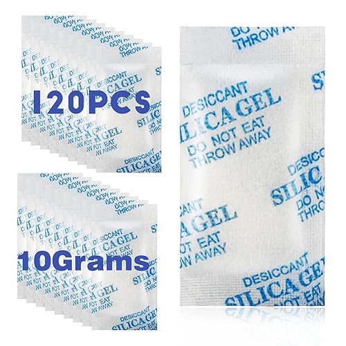 Miniatura 10 de Paquete de 120 paquetes de gel de sílice de 0.18 onzas (0.18 oz), paquetes desecantes para almacenamiento, desecante transparente,