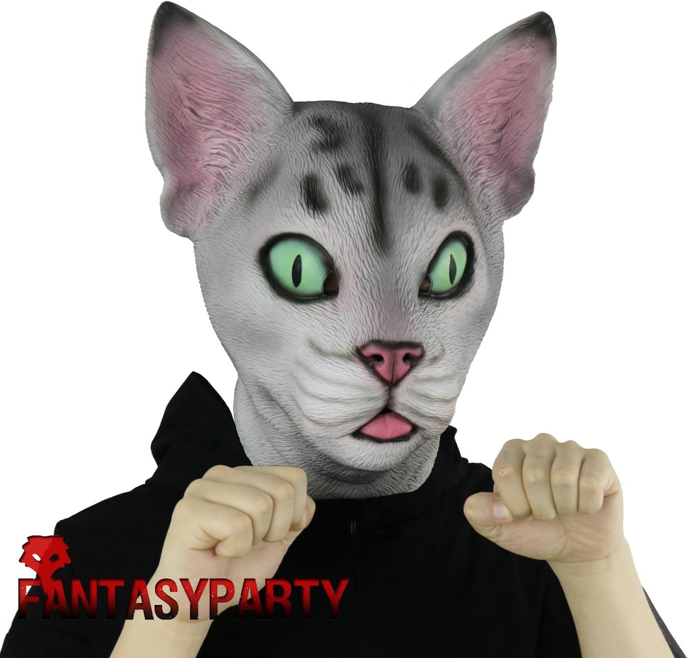 Amazon Fantasyparty リアルマスク 動物マスク 猫マスク ネコ被り物 新年会 忘年会 仮装マスク お祭り 宴会 学園祭 文化祭 ねこパーティーマスク コスチュームマスク コスプレ 仮装 通販