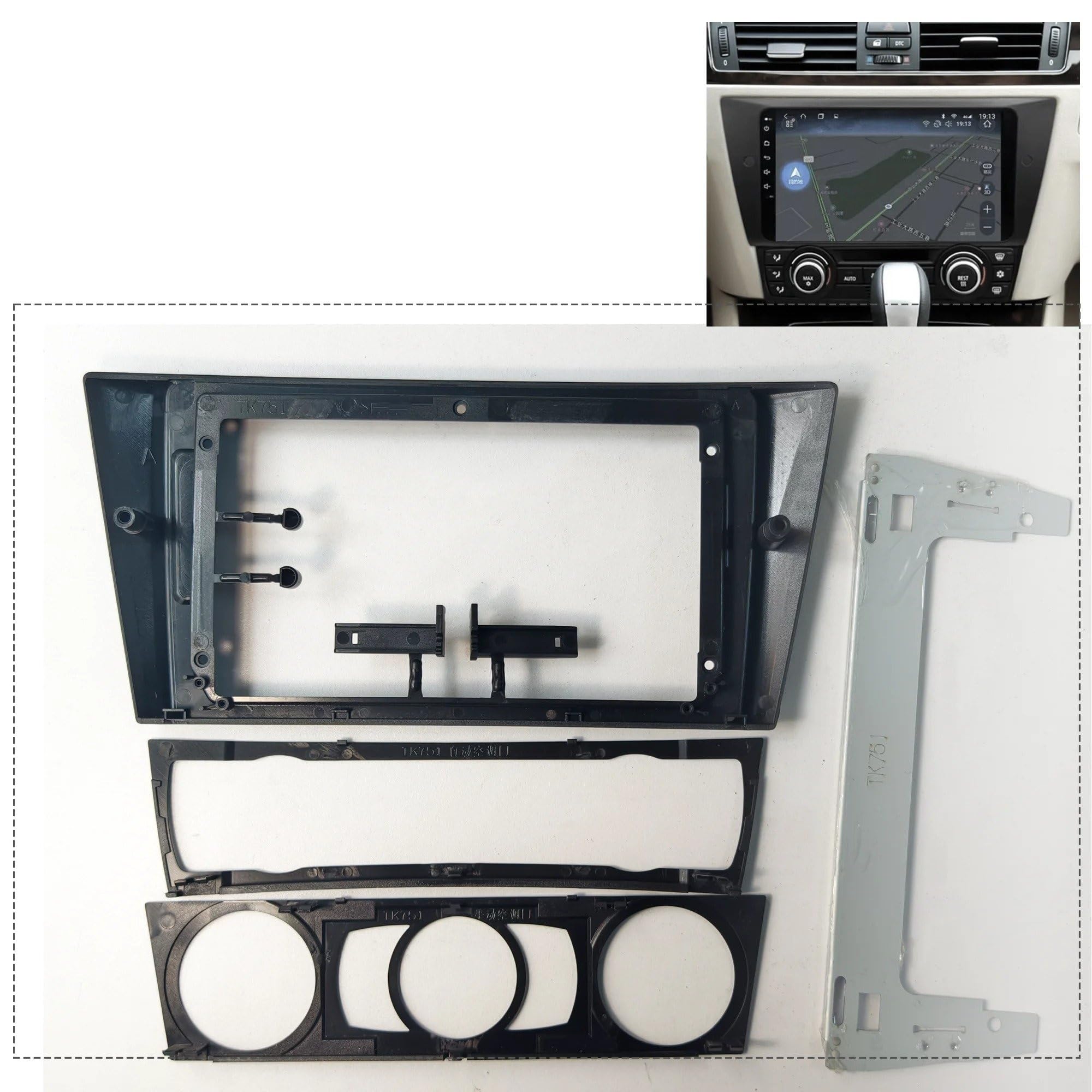 Fascia Marco Radio Coche Marco De Salpicadero para Radio Estéreo Coche 9 Pulgadas, Doble DIN, Kit Tablero, Navegación Android para Serie 3 E90 E91 E92 E93 2004-2012