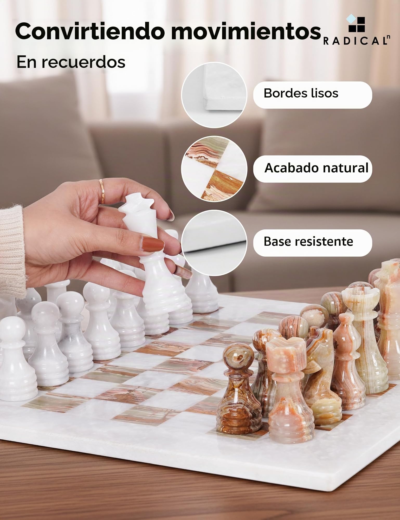Radicaln Juego de ajedrez de mármol con Tablero de 15" para Adultos