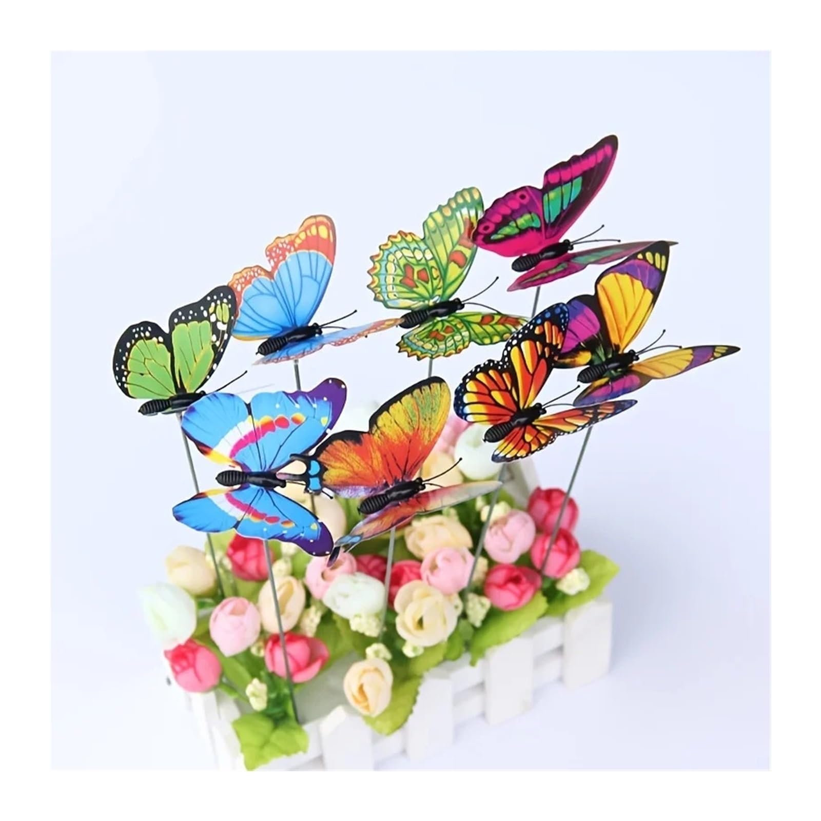 YUSUZH 10pcs Colorful Butterfly Stakes for Garden Fence Decor