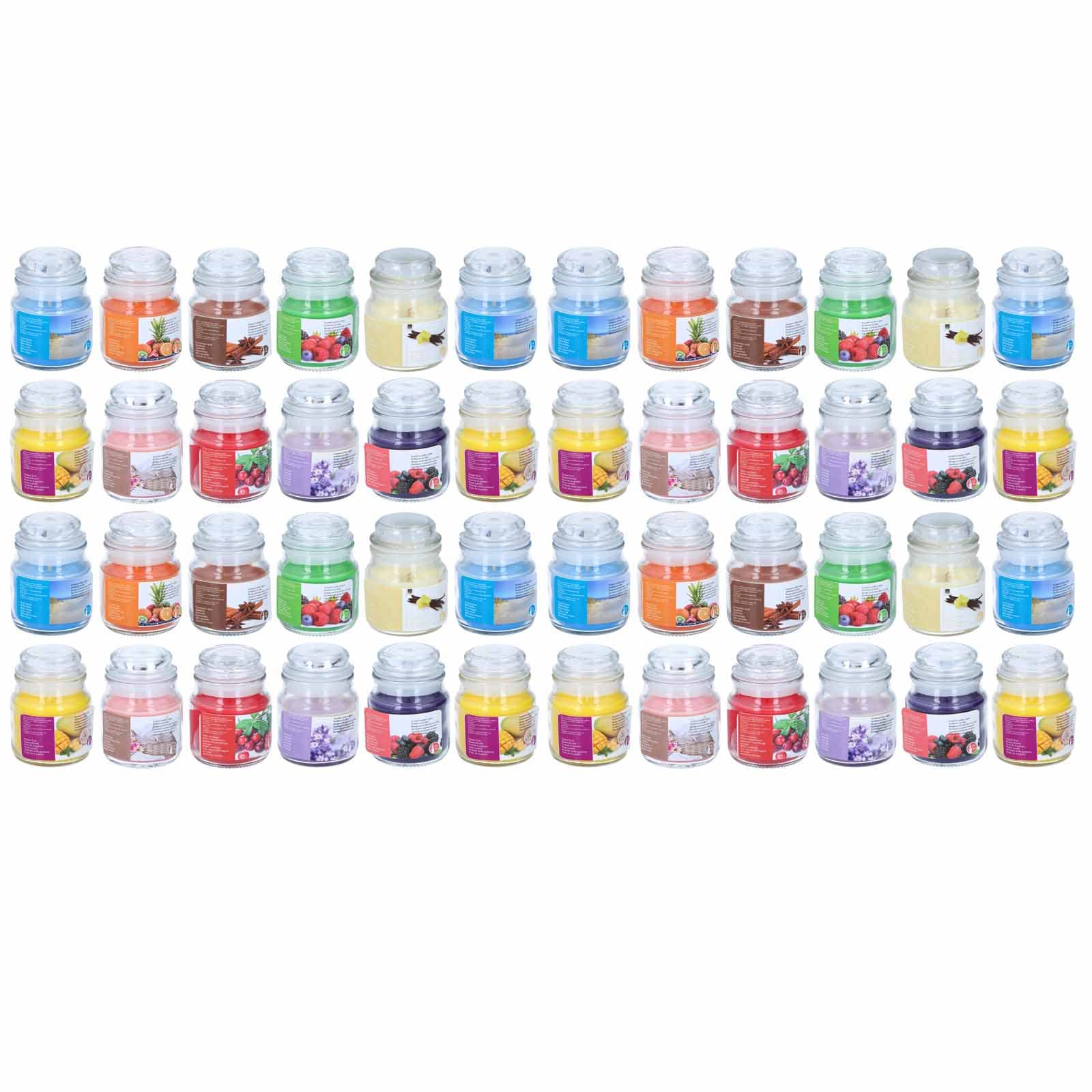 48 velas aromáticas en tarro con tapa, 12 aromas diferentes