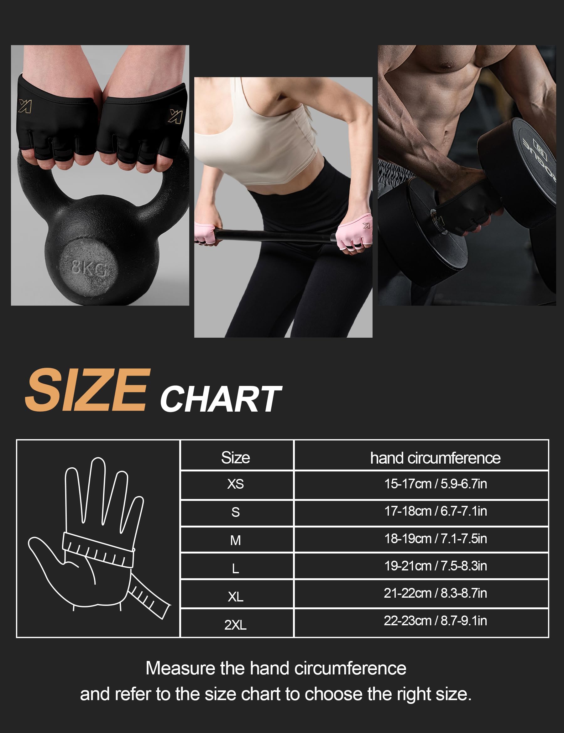 KUTOOK Guanti Palestra Uomo Donna Antiscivolo Traspiranti Fitness Ginnastica Manubri Bodybuilding Sollevamento Pesi