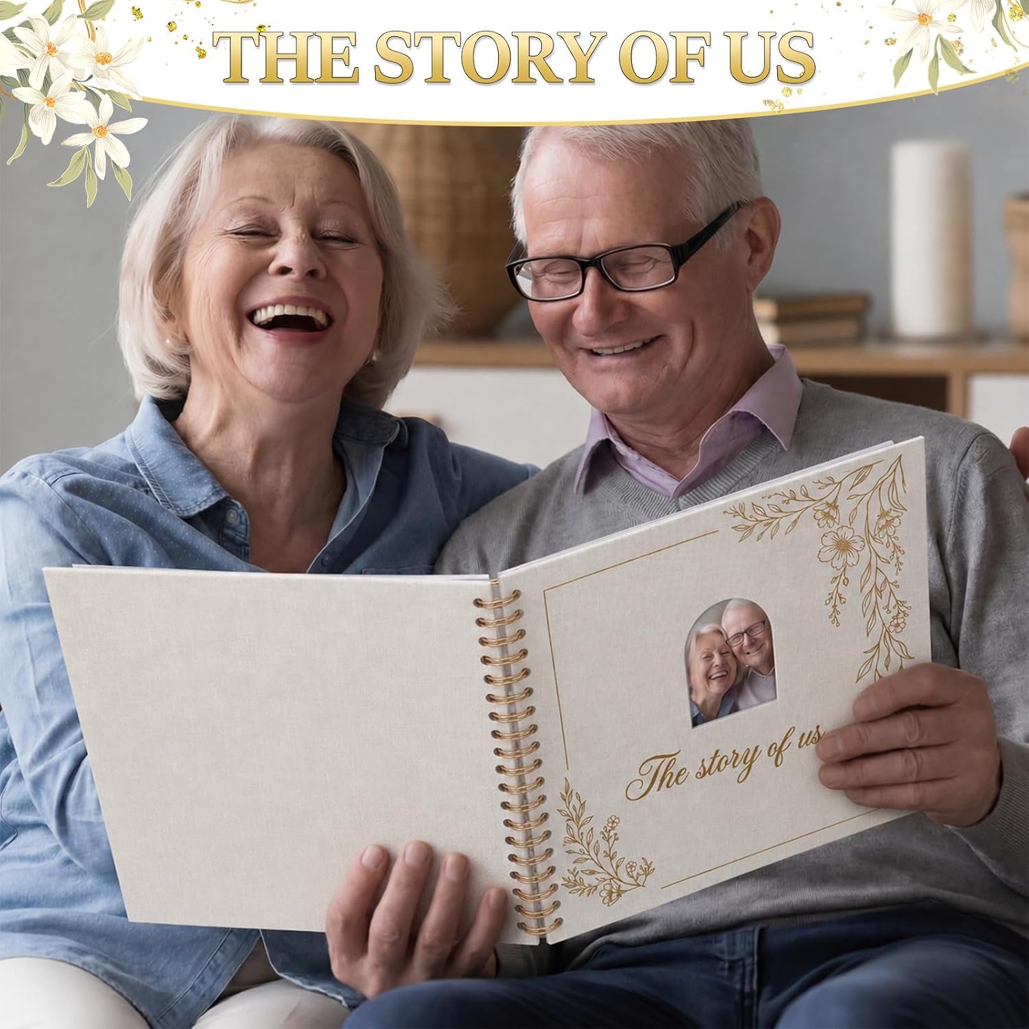 Couples Scrapbook The Story of Us Photo Album 10x10'' 1 Year Anniversary Notebook DIY Memory Book for Newlywed Marriage Wedding Baby Shower Anniversary Travel Keepsake Gift 80 Page(Beige)