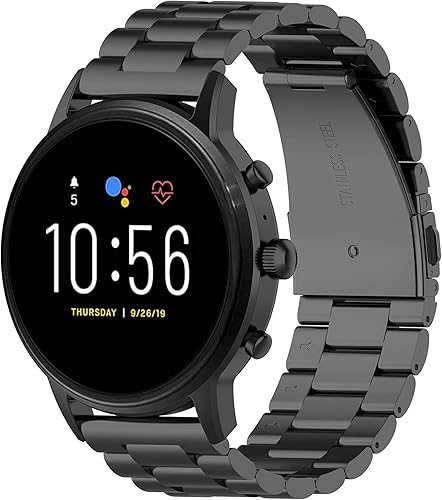 Correa de metal compatible con Fossil Gen 5 CarlyleJuliannaGarrett HR Band de repuesto de 0.866in de acero inoxidable para relojes Fossil Gen 5E