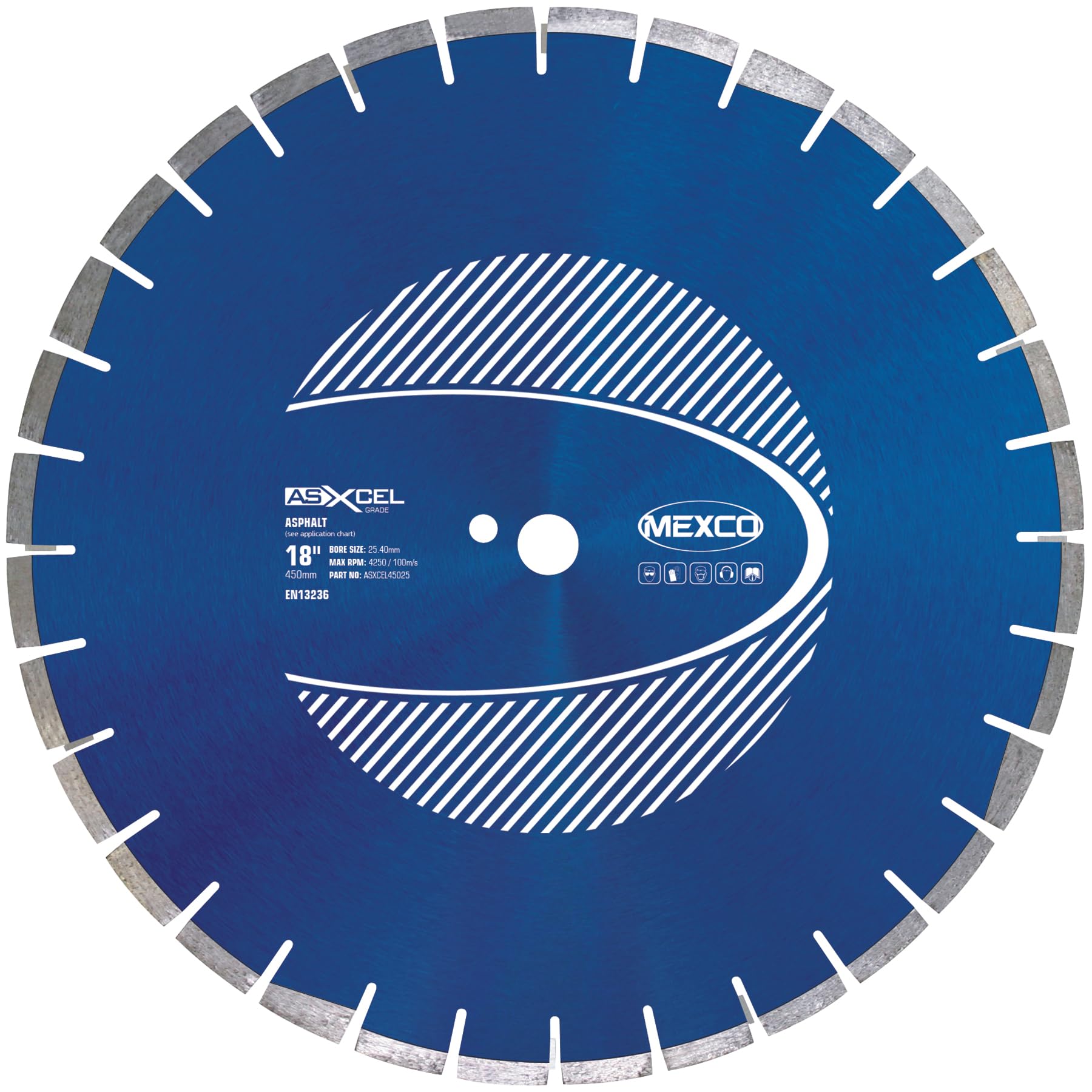 Mexco ASXCEL Asphalt Diamond Blade, High-Performance Cutting Disc for Asphalt, Green Concrete, Screed – 450mm, 10mm Segment Height, 25.4mm Bore