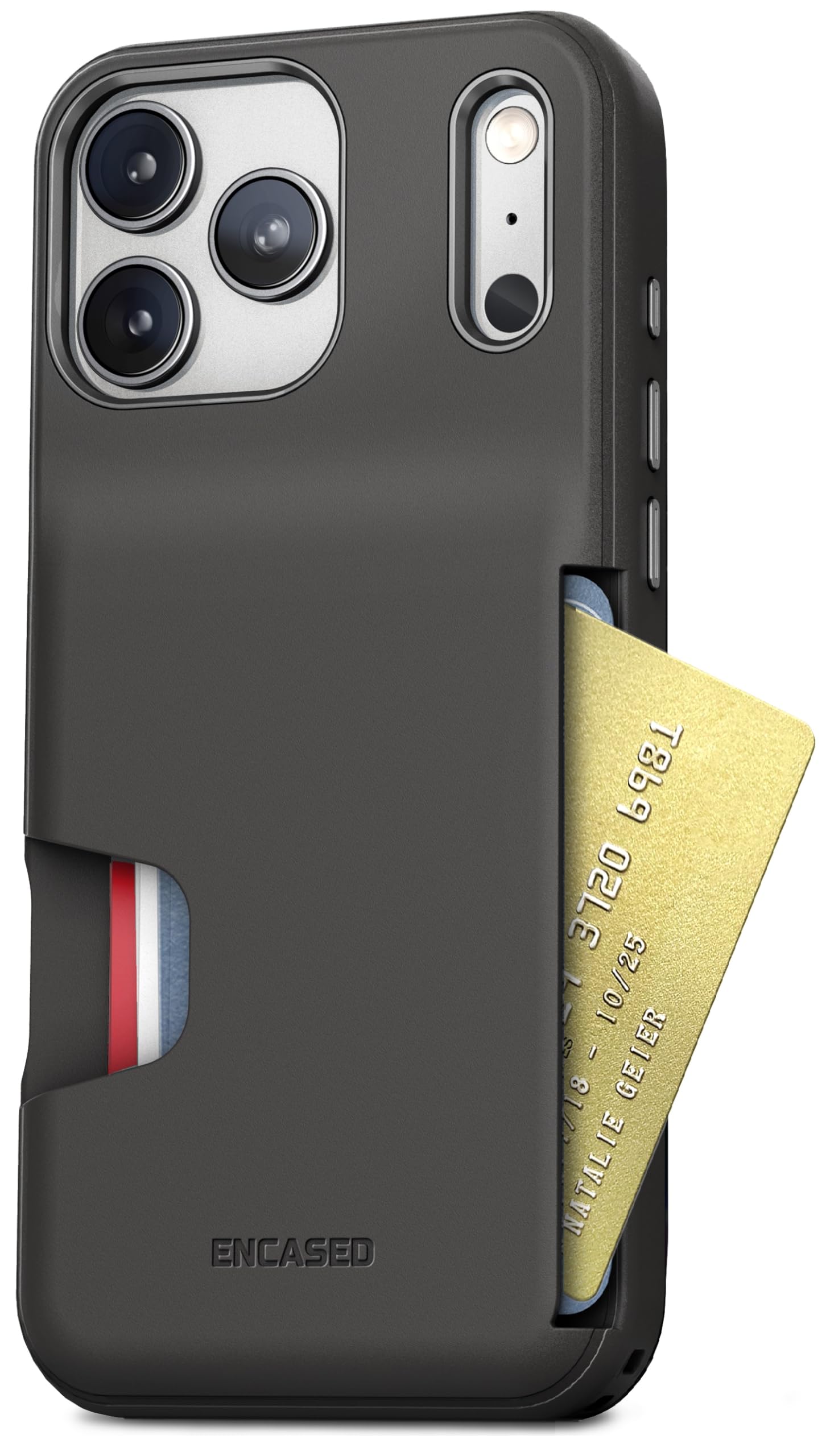 ENCASED® for iPhone 17 Pro Wallet Case with Built-in Card Holder Slot (Matte Black)