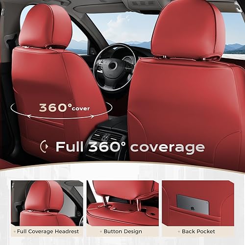 Miniatura 379 de Coverado - Fundas para asientos delanteros de automóvil, 2 piezas - Cojín de piel Nappa, protectores impermeables de ajuste universal para sedanes
