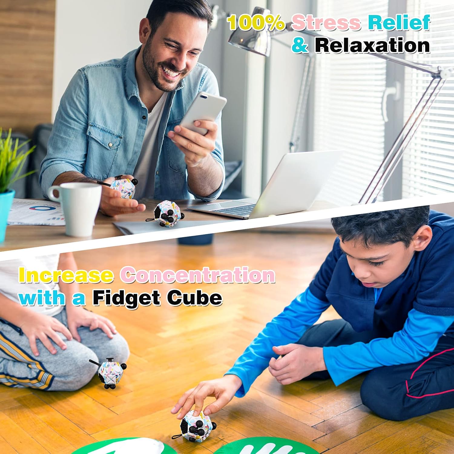 VCOSTORE Dodecagon Fidget Cube - 12 Sided Fidget Toy Depression Anti, Stress and Anxiety Relax Great Fidget Cube for Adults Kids with OCD,ADD, ADHD, Autism