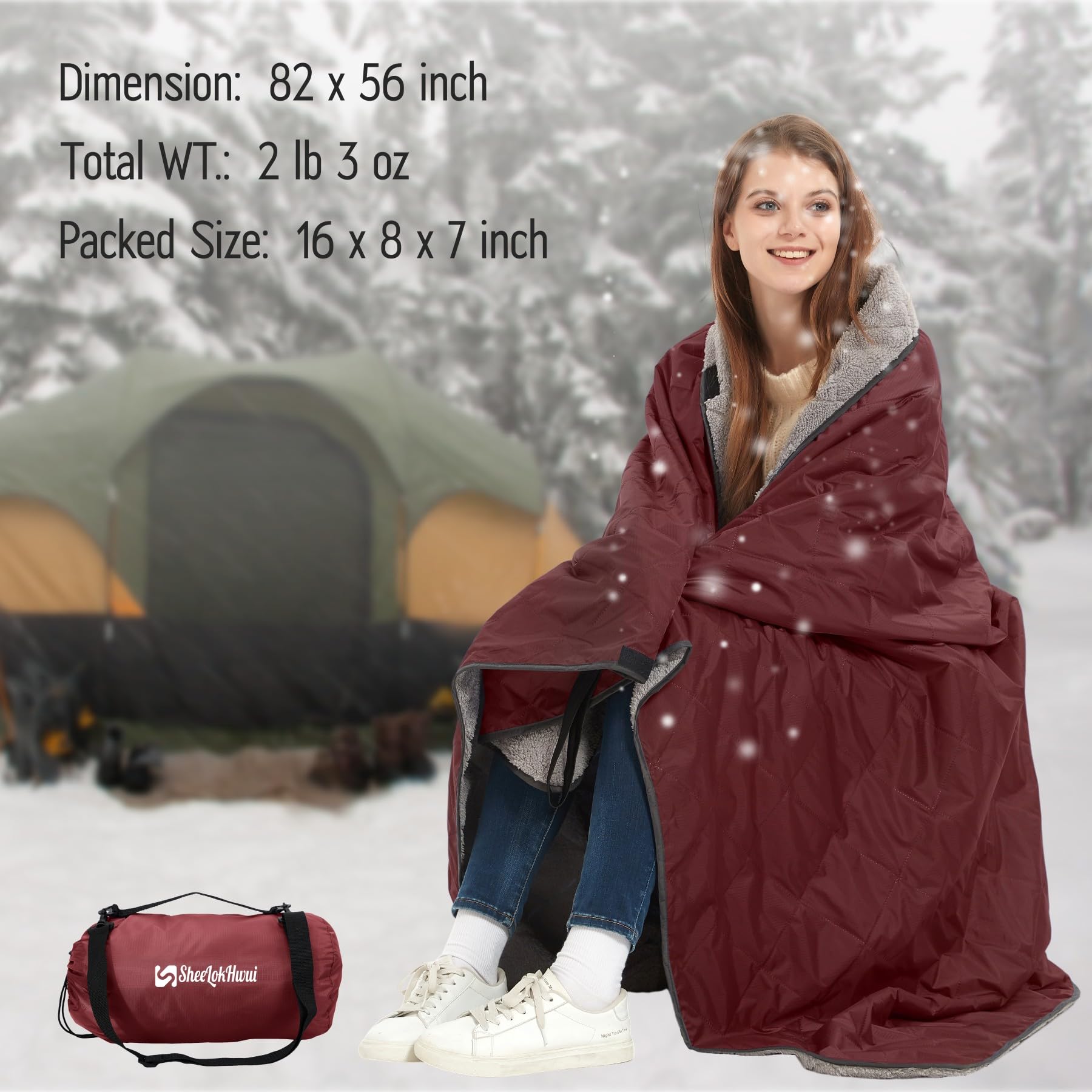 Cobertor 4 Em 1 Sheelokhwui - Impermeável 208x141cm Para Camping