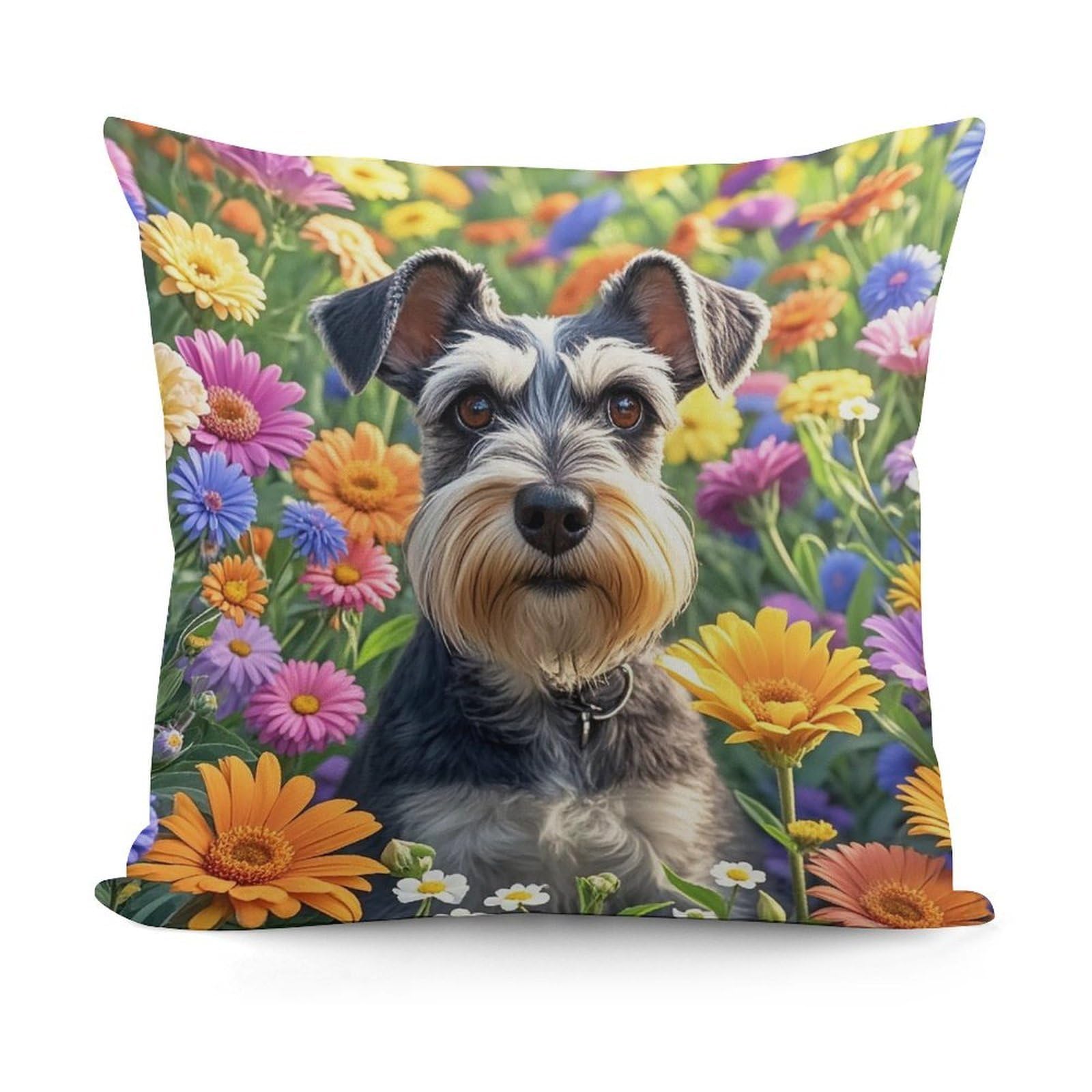 FekiLoot Schnauzer Throw Pillow Cover Soft Decorative Pillow Cover Modern Square Cushion Cover Cozy Cushion Case Farmhouse Home Decor for Sofa Couch Living Room 18 X 18 Inch