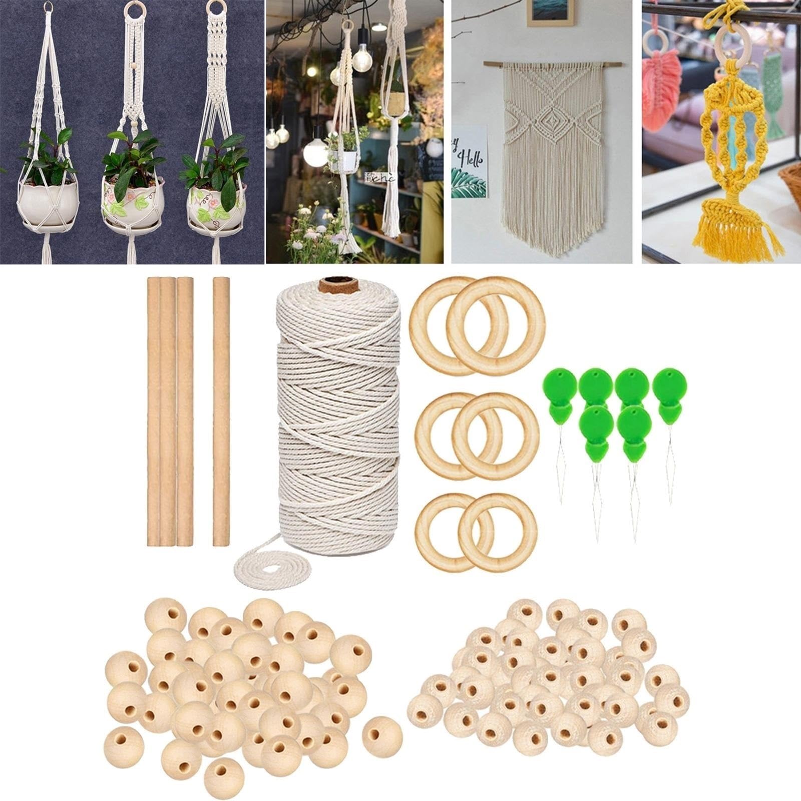 Kit De Macramé Con Borlas De Bricolaje Kit de cordón de macramé for manualidades, cuentas de cuerda trenzadas de algodón for colgar en la pared, manualidades for adultos y principiantes Para La Decora