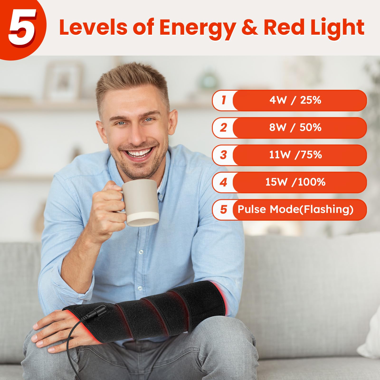 Cinturón de terapia de luz roja para cuerpo, terapia de luz infrarroja cercana para cara, cuello, 15 W, luz roja, envoltura para el cuello con temporizador para barbilla, mano, muñeca, rodilla, regalo