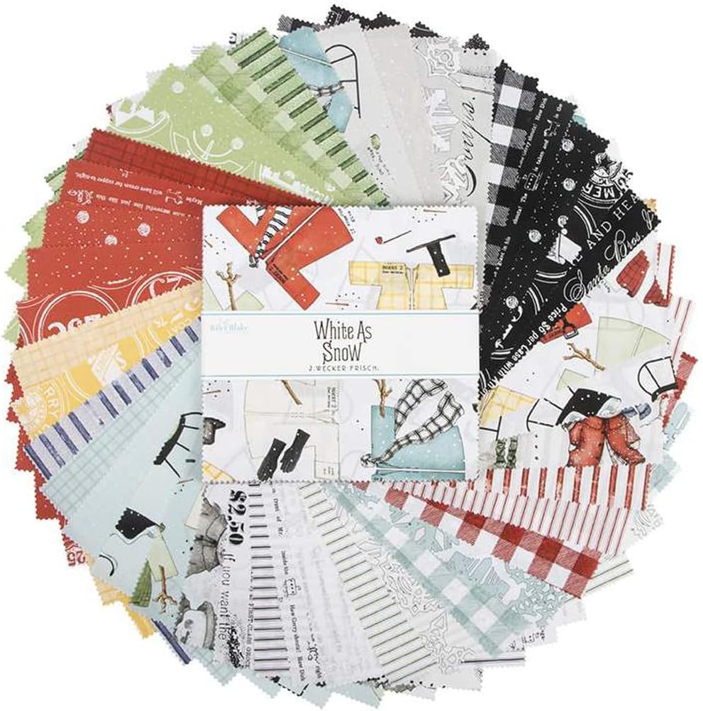 Riley Blake White As Snow Collection by J. Wecker Frisch, Premium Quilting Fabric, Perfect for Quilting, Crafting, Sewing Projects and More… (10" Stacker)