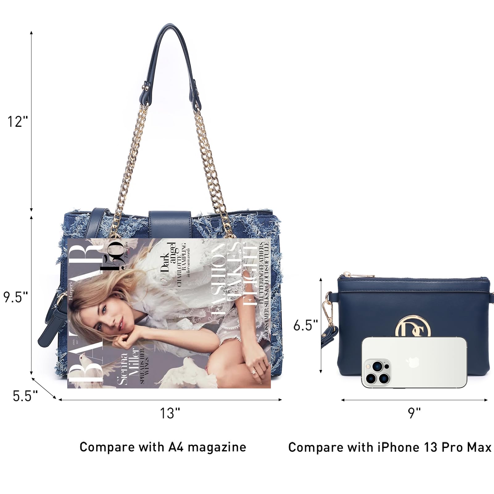 Dasein Borsa a mano in pelle da donna, borsa a tracolla con manico superiore, borsa a tracolla con pochette abbinata