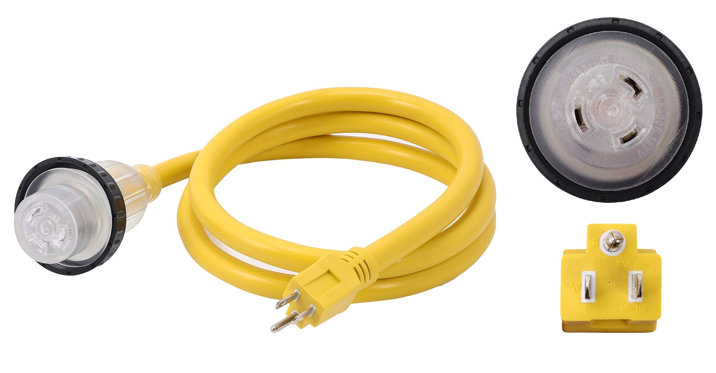 ONETAK5-15P to L5-30R 6 FT 120V 15 Amp 3 Prong Household Appliance Male Plug to Twist Lock 30 Amp 3 Prong Female Receptacle Marvine Shore RV Camper Travel Trailer Car Power Cord Connector Adapter