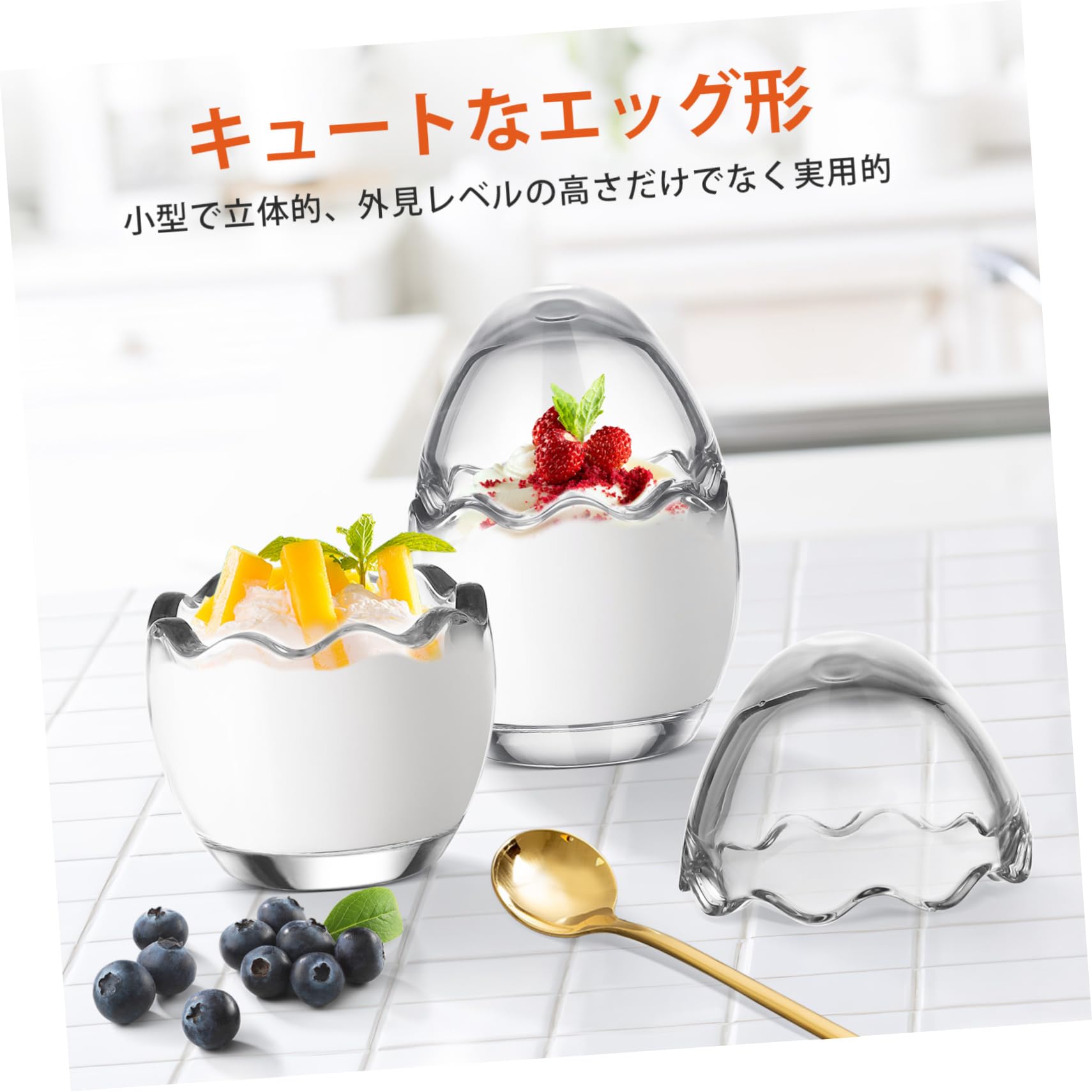 Luxshiny 4pezzi Tazze Da Budino in Vetro Pirottini Per Mousse Teglie Da Forno Forma Guscio d Per Feste e Preparazione Dolci