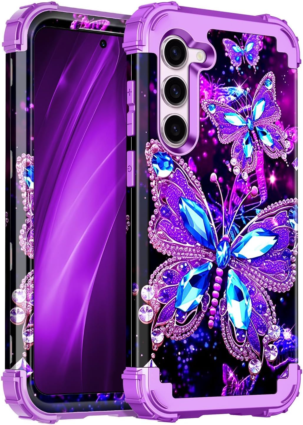 Casetego for Galaxy S23 Plus 5G Case,Glow in The Dark Three Layer Heavy Duty Sturdy Shockproof Full Protection Rugged Hard PC+Soft TPU Bumper Case for