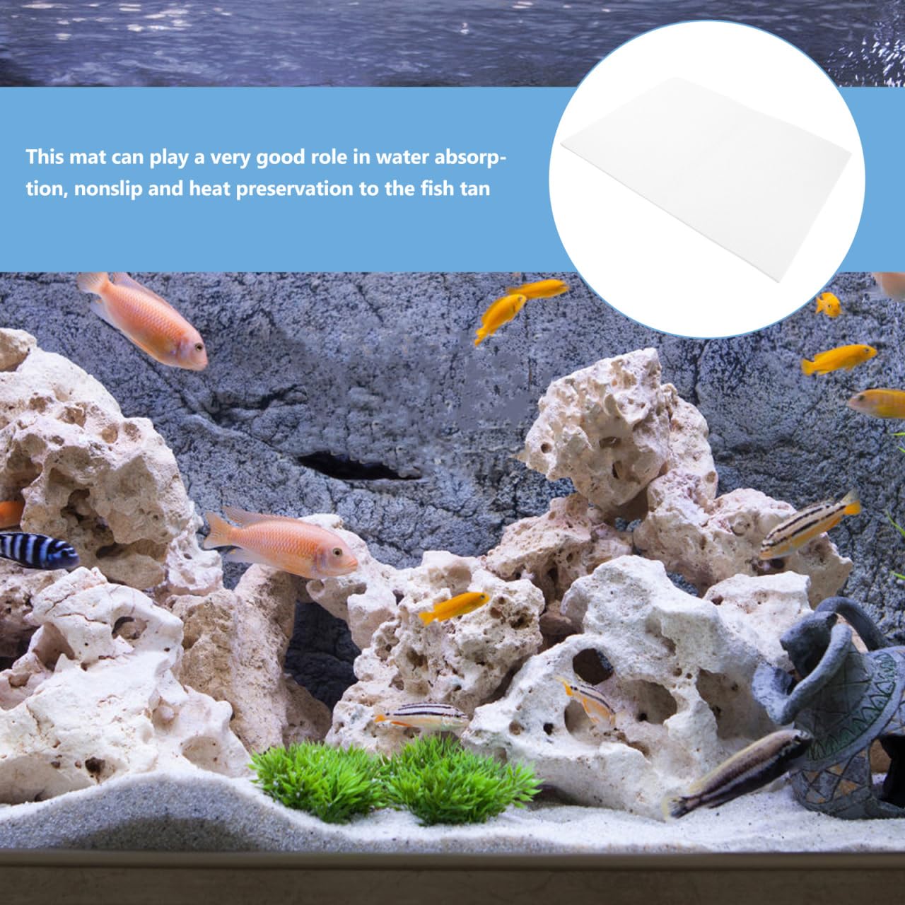 LIOOBO Tapis d'aquarium antidérapant 120 x 60 cm – Mousse de compensation absorbant les chocs